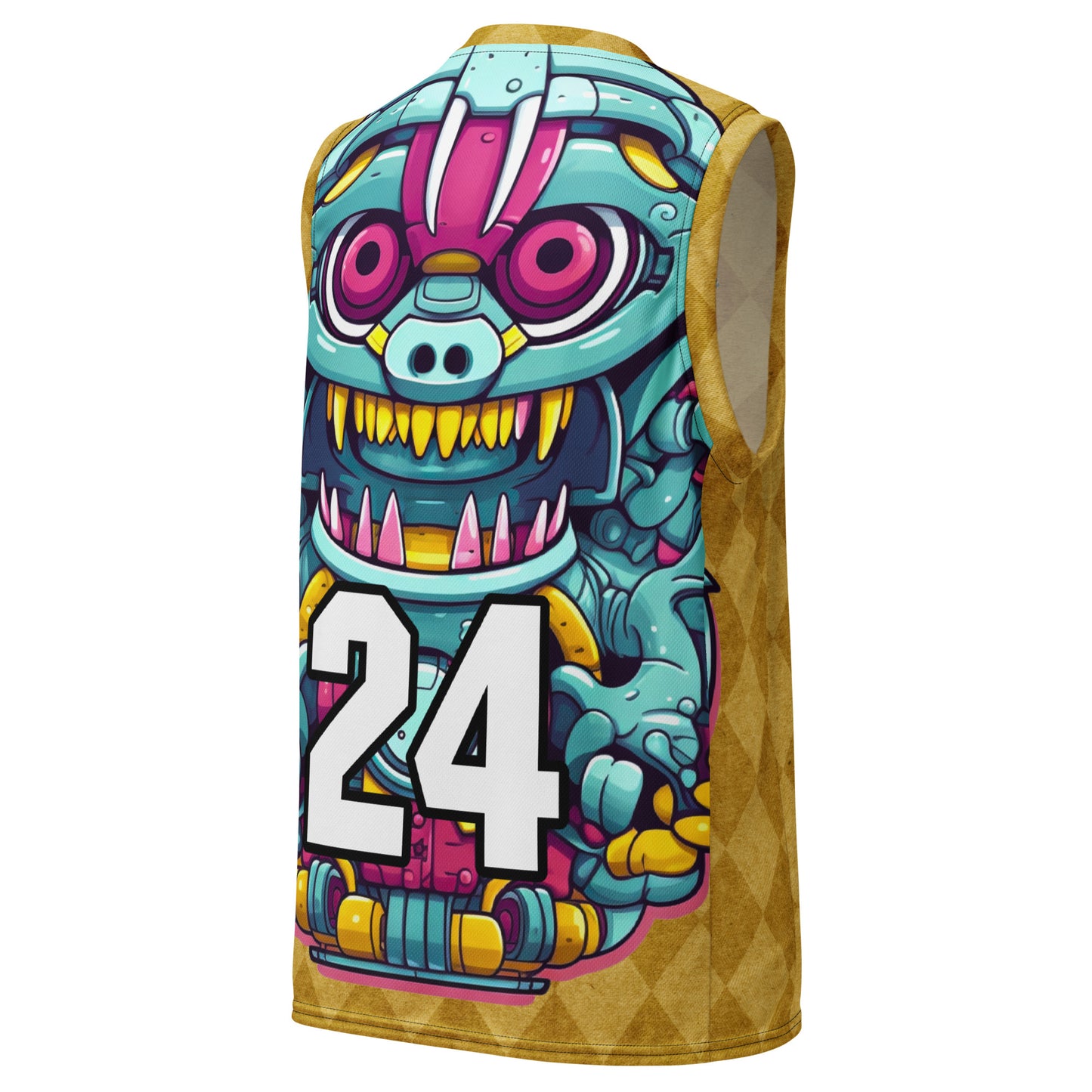 Gear Critter - Recycled unisex basketball jersey - Golden Argyle Colorway