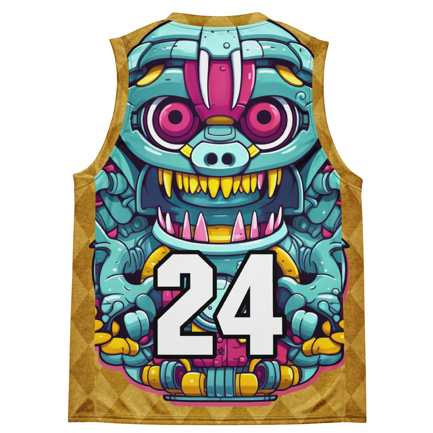 Gear Critter - Recycled unisex basketball jersey - Golden Argyle Colorway