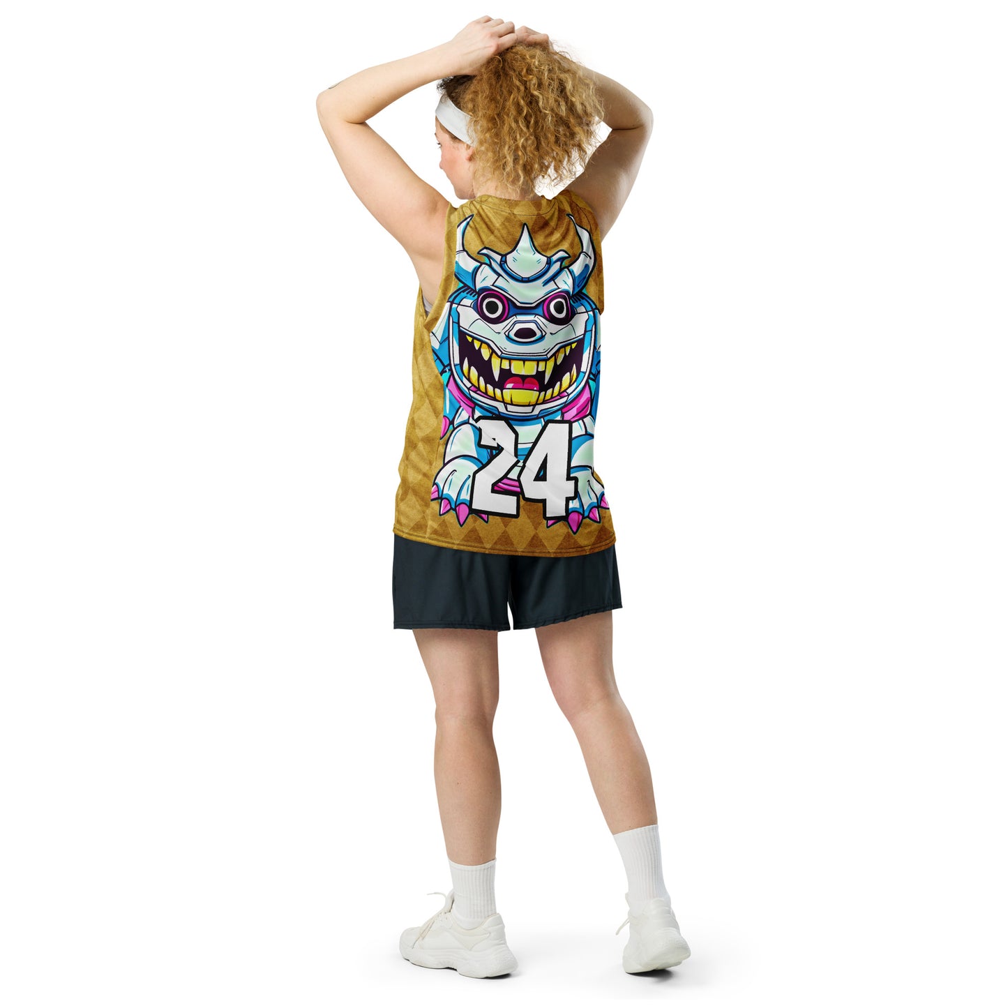 Kind Claw - Recycled unisex basketball jersey - Golden Argyle Colorway