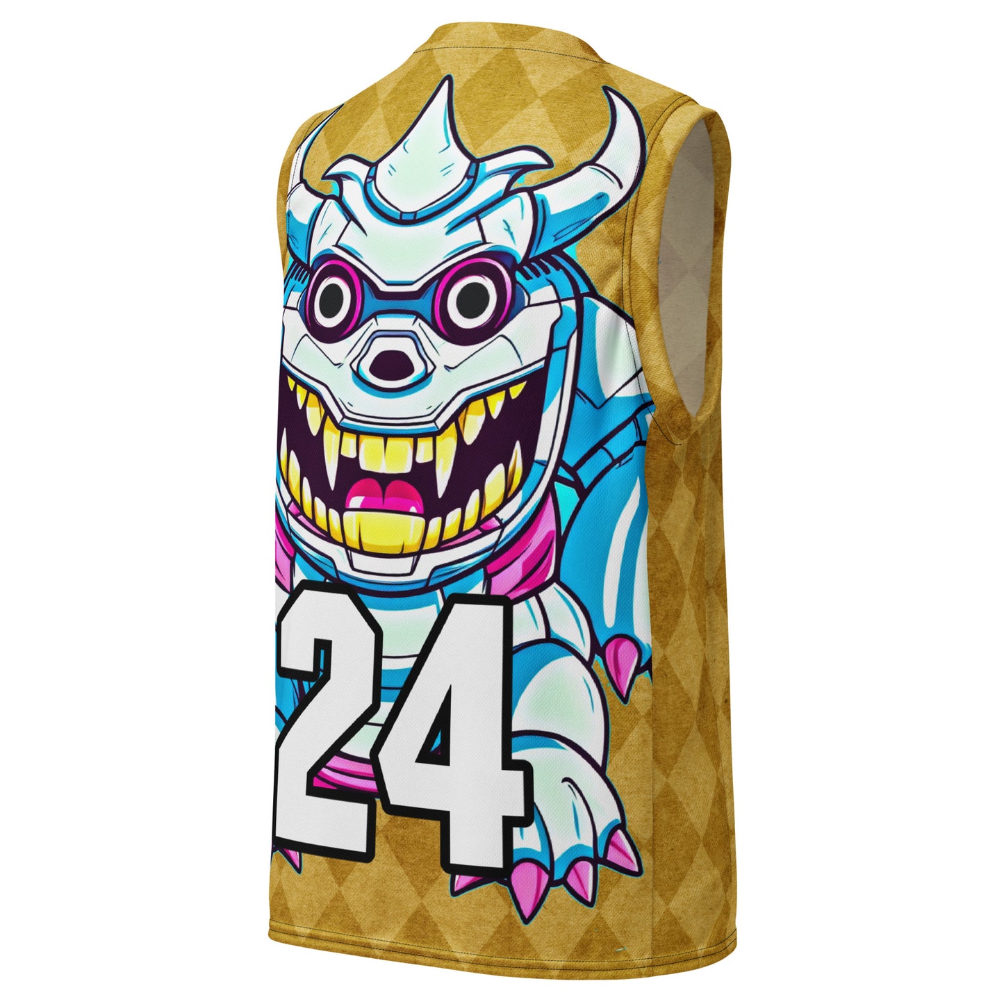 Kind Claw - Recycled unisex basketball jersey - Golden Argyle Colorway