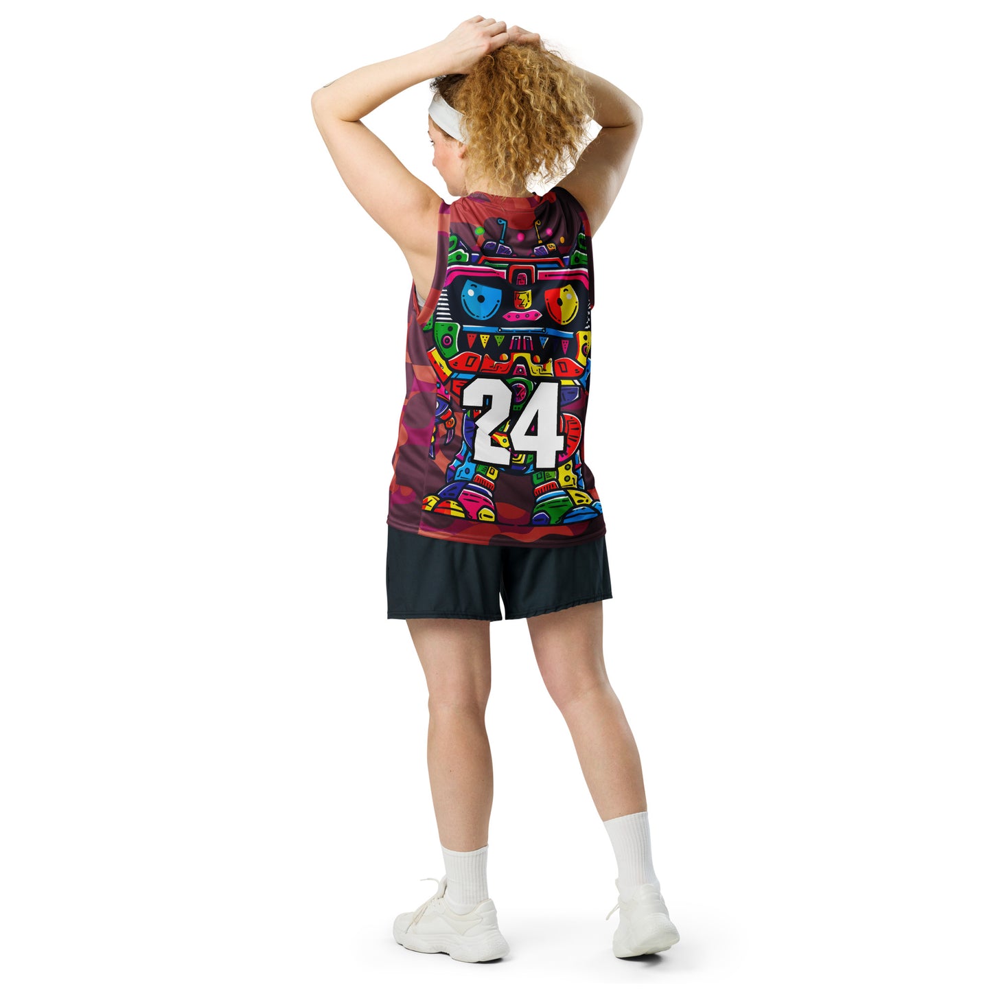 Robo Rebel - Recycled unisex basketball jersey - Inferno Camo Colorway