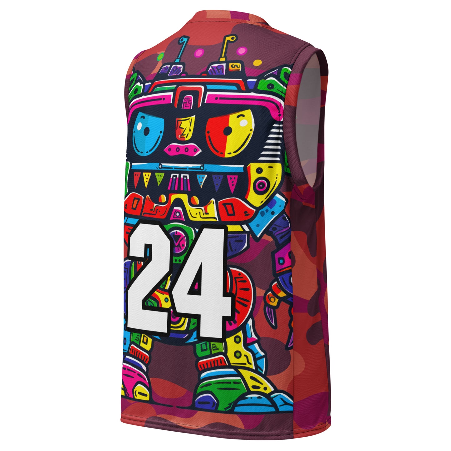 Robo Rebel - Recycled unisex basketball jersey - Inferno Camo Colorway