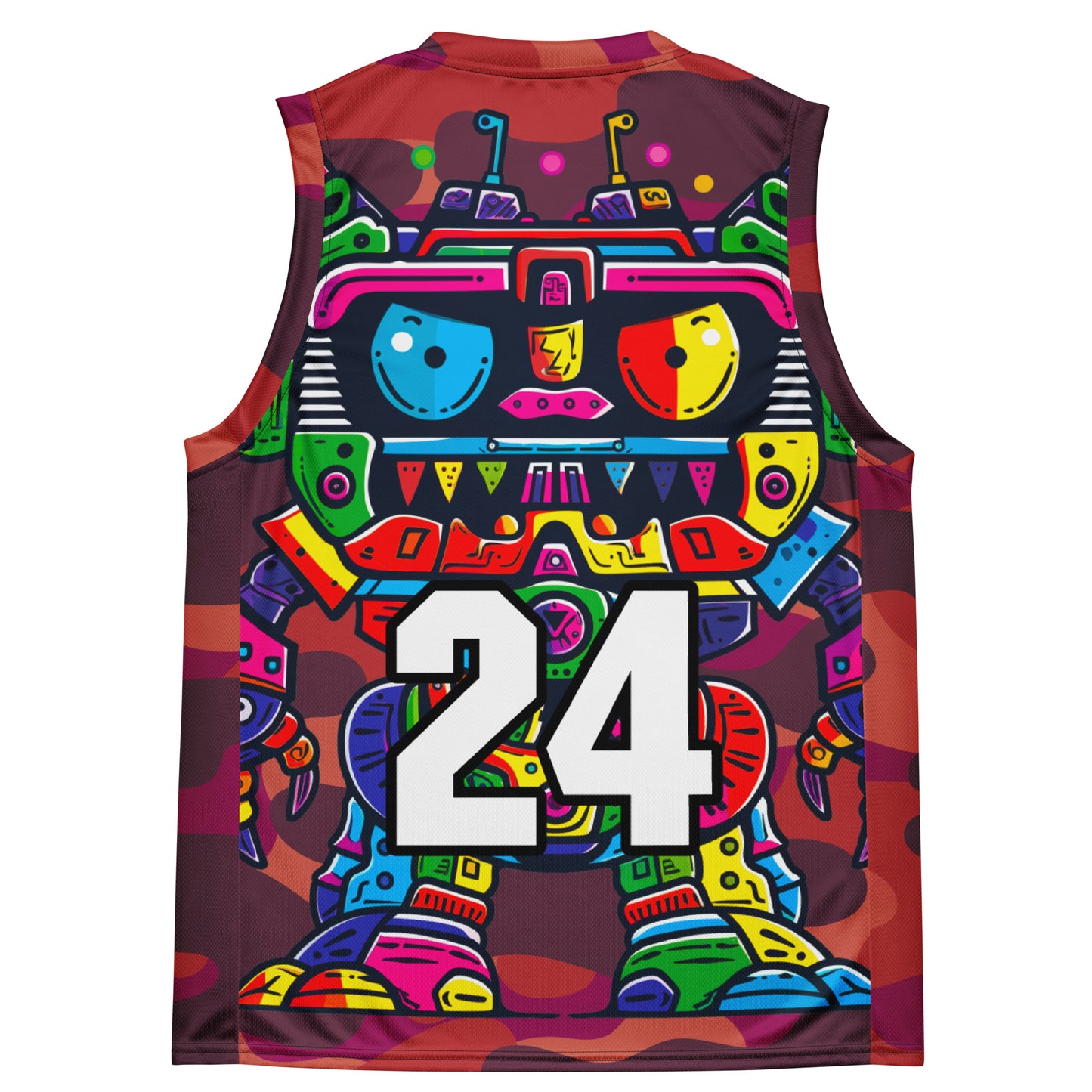 Robo Rebel - Recycled unisex basketball jersey - Inferno Camo Colorway