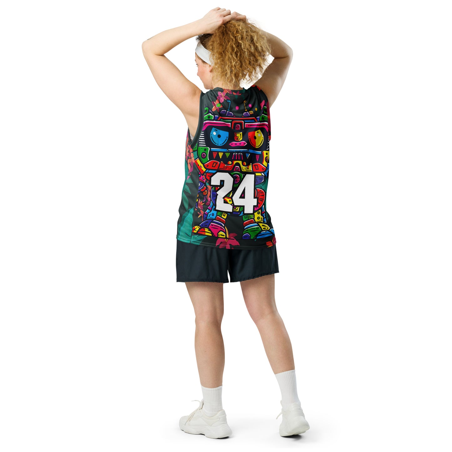 Robo Rebel - Recycled unisex basketball jersey - Midnight Jungle Colorway