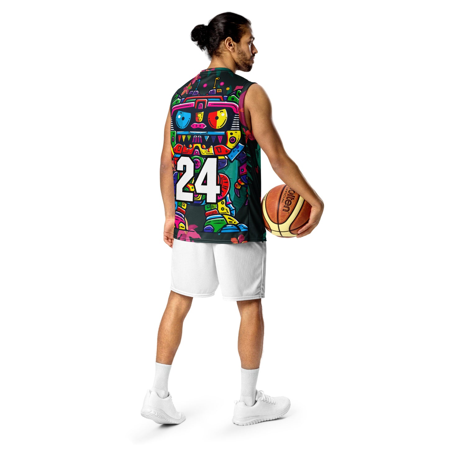 Robo Rebel - Recycled unisex basketball jersey - Midnight Jungle Colorway