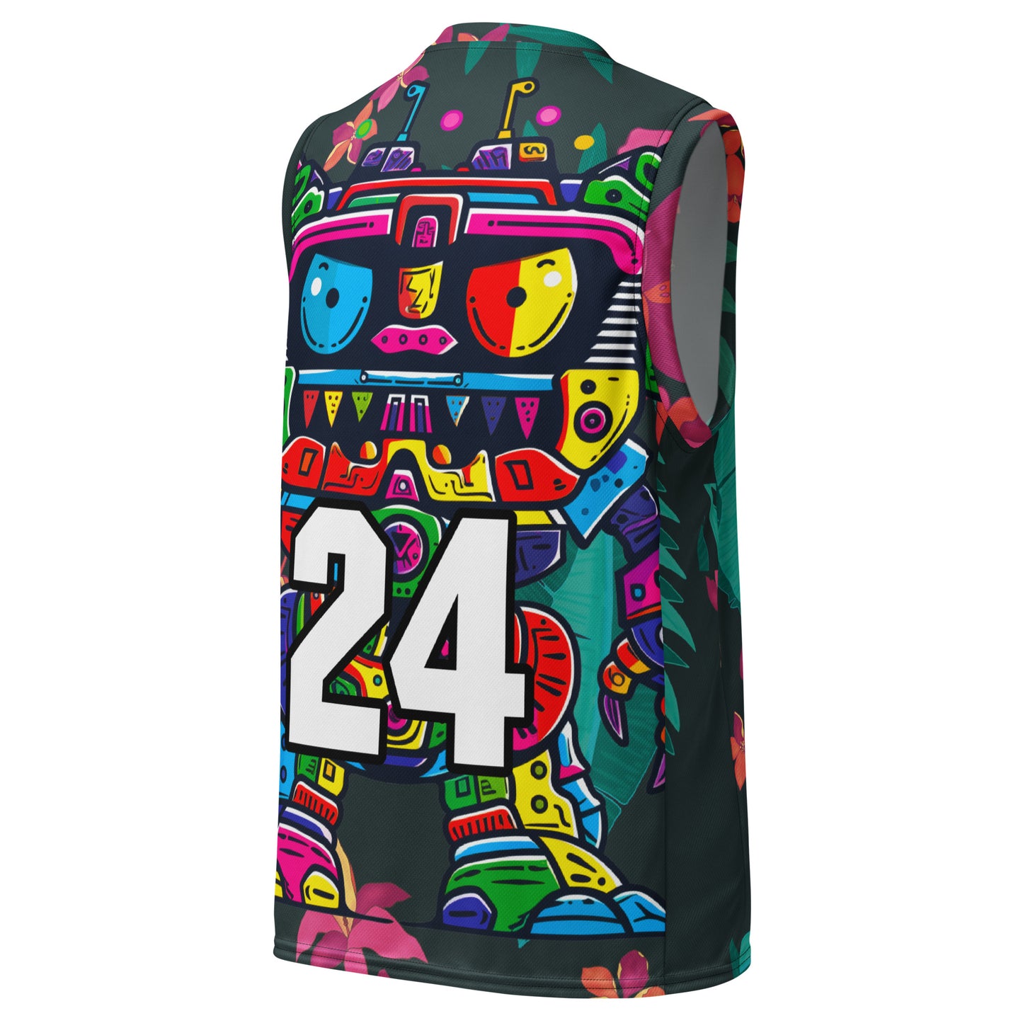 Robo Rebel - Recycled unisex basketball jersey - Midnight Jungle Colorway