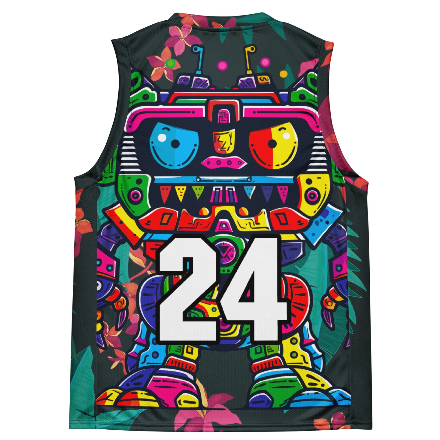 Robo Rebel - Recycled unisex basketball jersey - Midnight Jungle Colorway