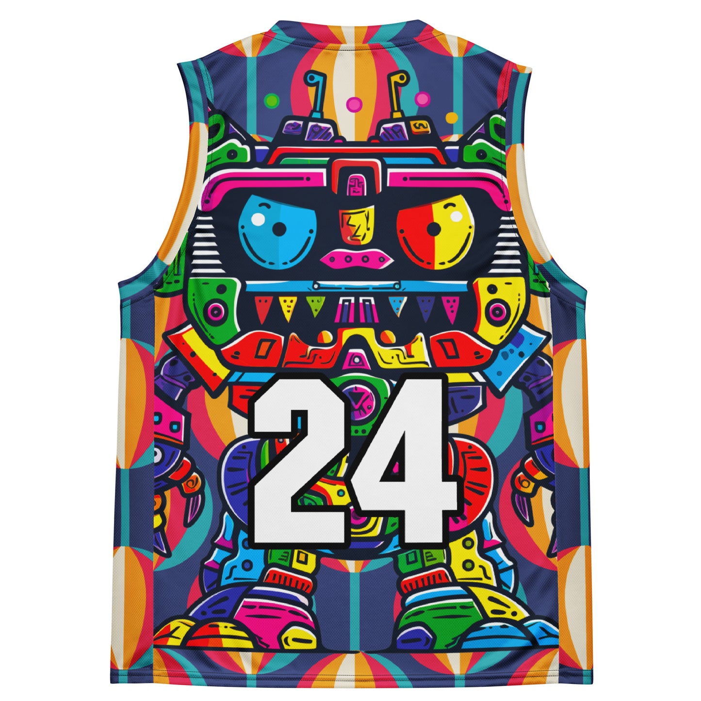 Robo Rebel - Recycled unisex basketball jersey - Retro Carnival Colorway