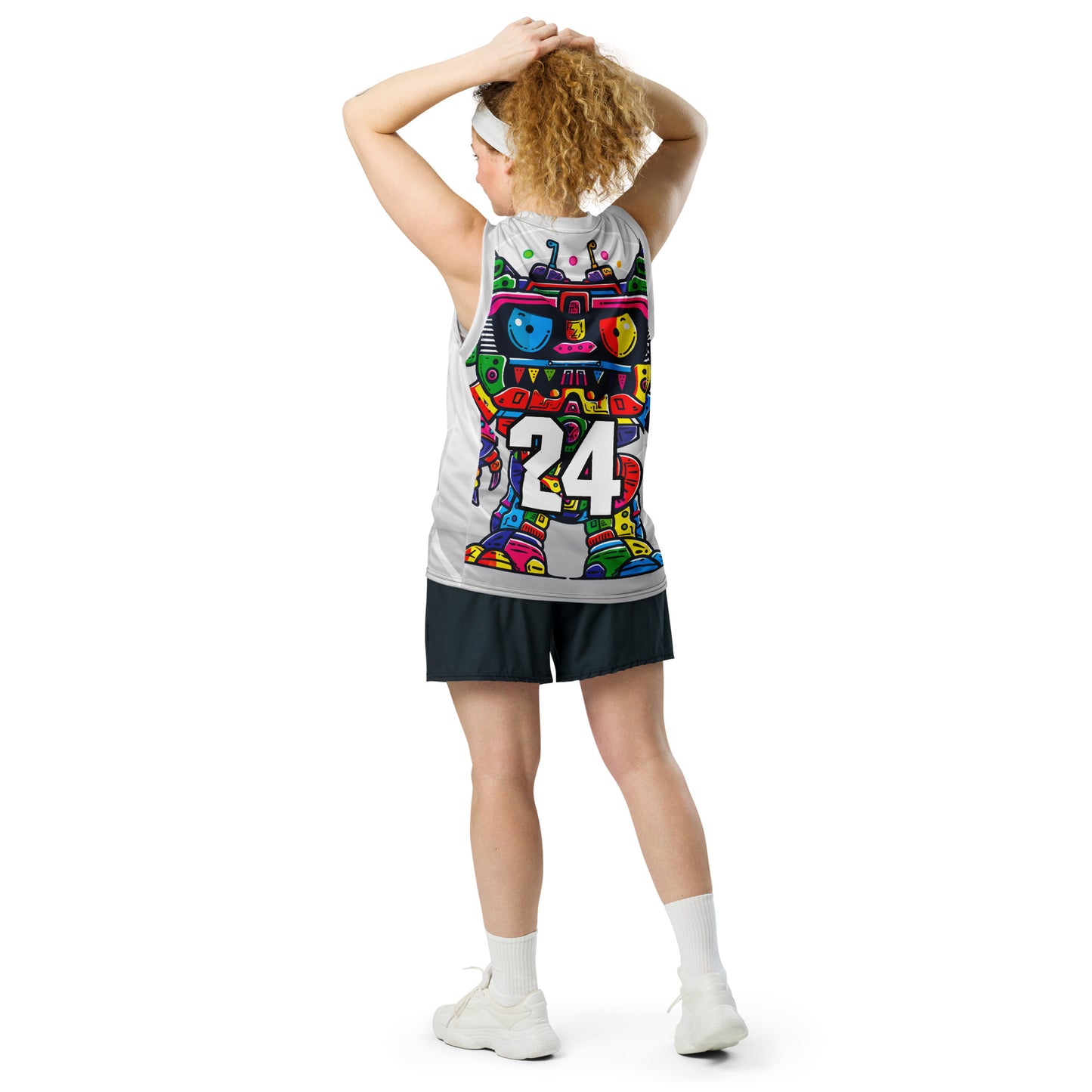 Robo Rebel - Recycled unisex basketball jersey - Ivory Vortex Colorway