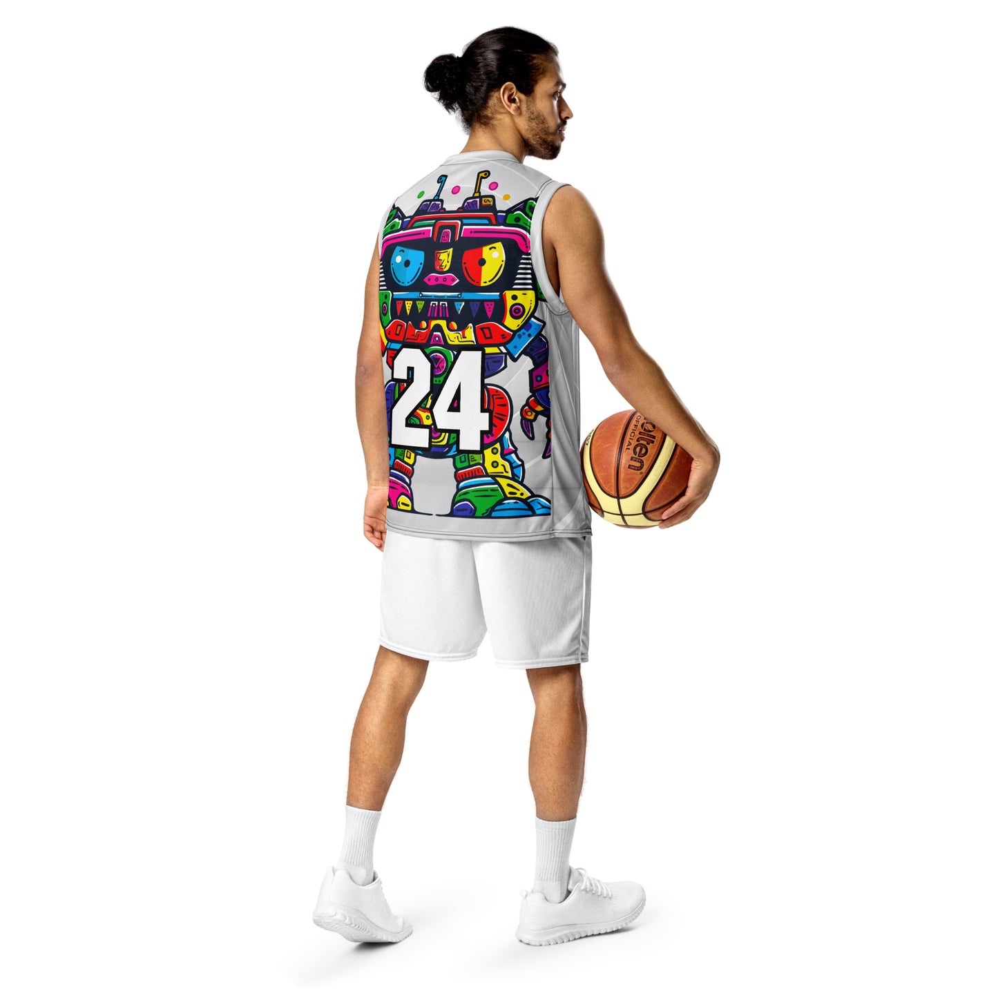 Robo Rebel - Recycled unisex basketball jersey - Ivory Vortex Colorway