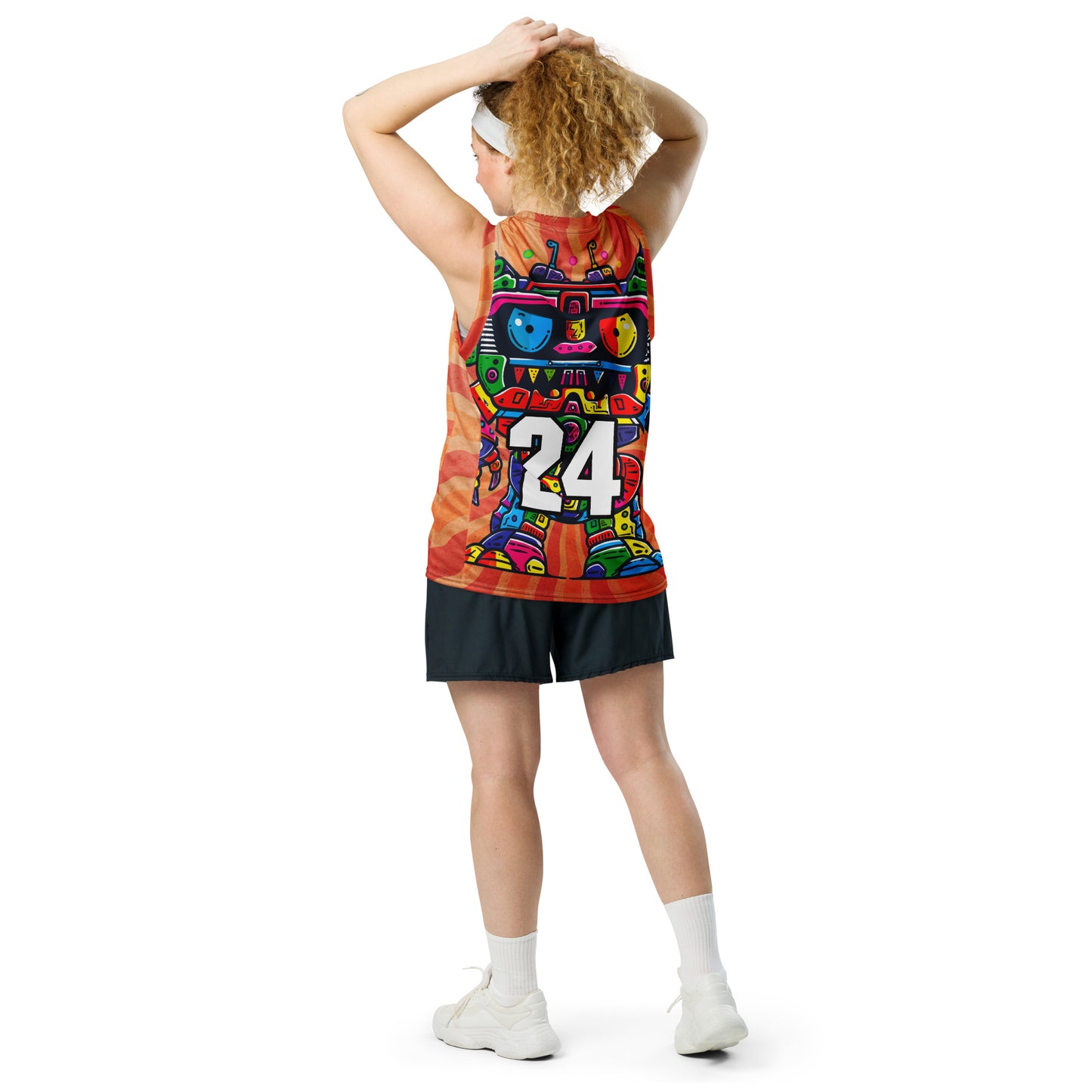 Robo Rebel - Recycled unisex basketball jersey - Solar Flare Colorway