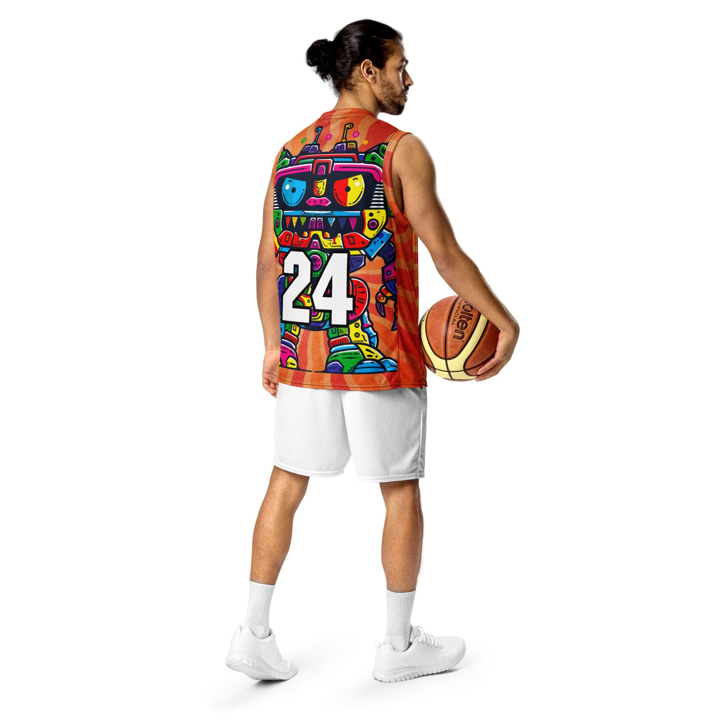 Robo Rebel - Recycled unisex basketball jersey - Solar Flare Colorway