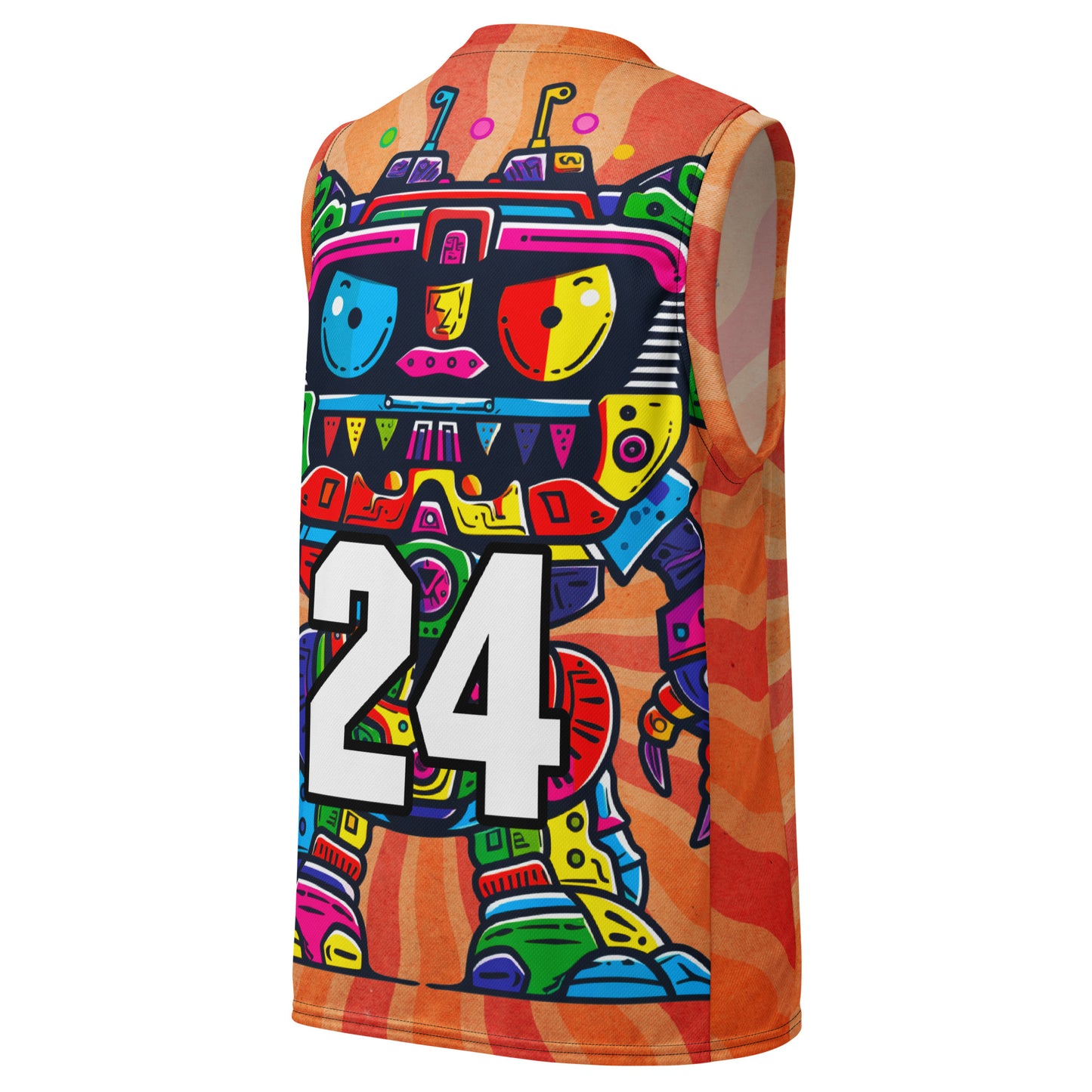 Robo Rebel - Recycled unisex basketball jersey - Solar Flare Colorway