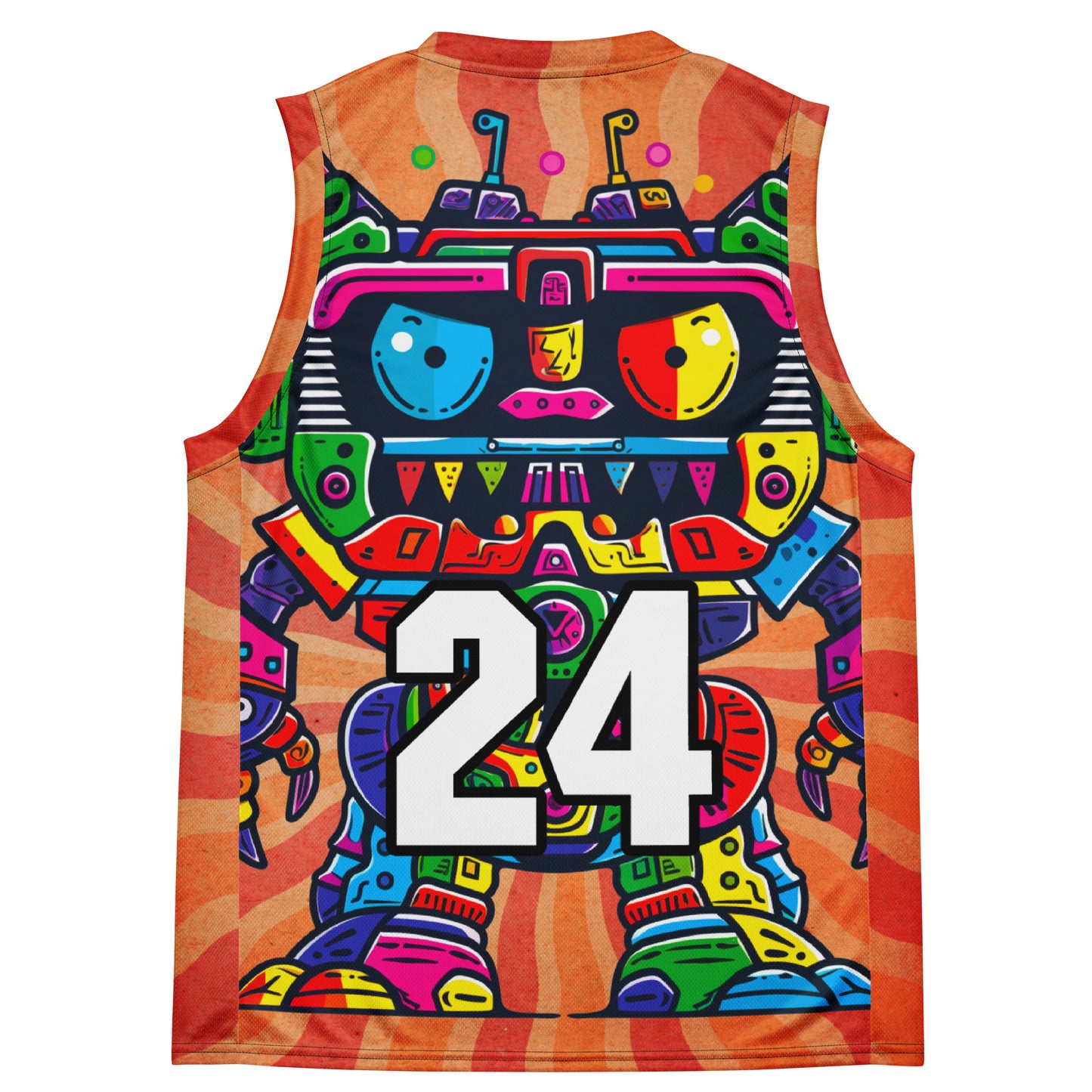 Robo Rebel - Recycled unisex basketball jersey - Solar Flare Colorway