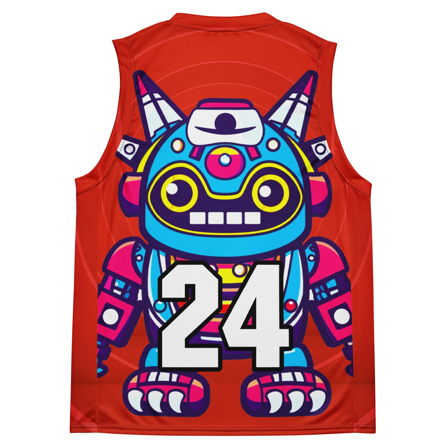 Techno Guardian - Recycled unisex basketball jersey - Crimson Vortex Colorway