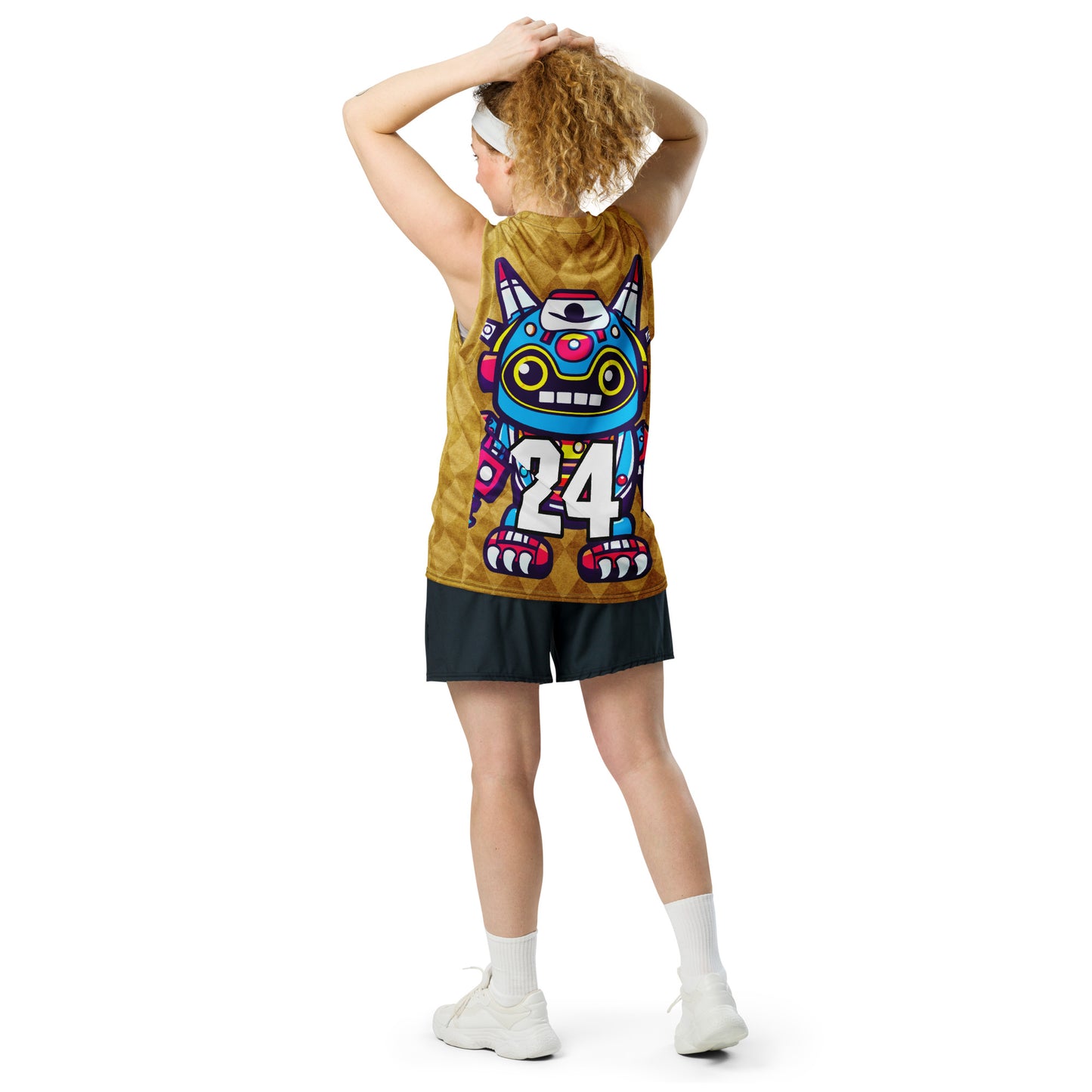 Techno Guardian - Recycled unisex basketball jersey - Golden Argyle Colorway