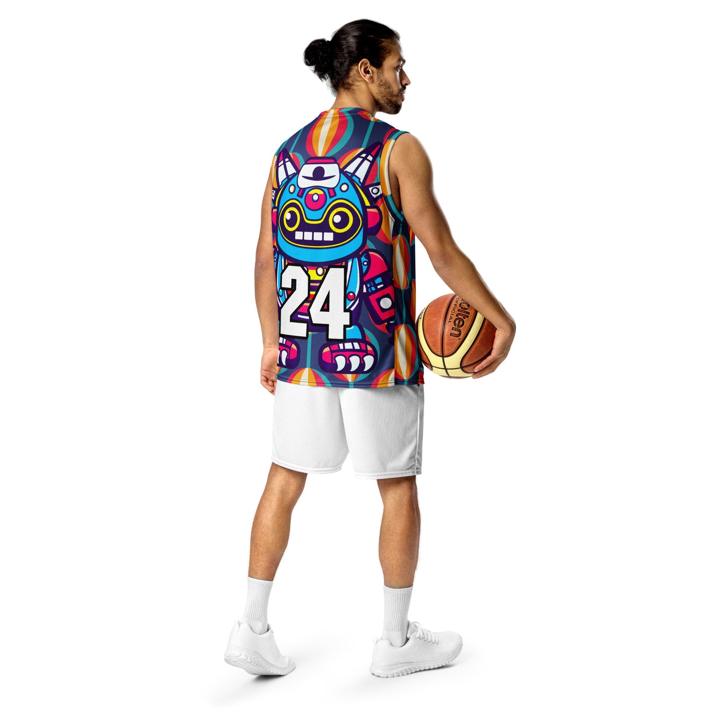 Techno Guardian - Recycled unisex basketball jersey - Retro Carnival Colorway