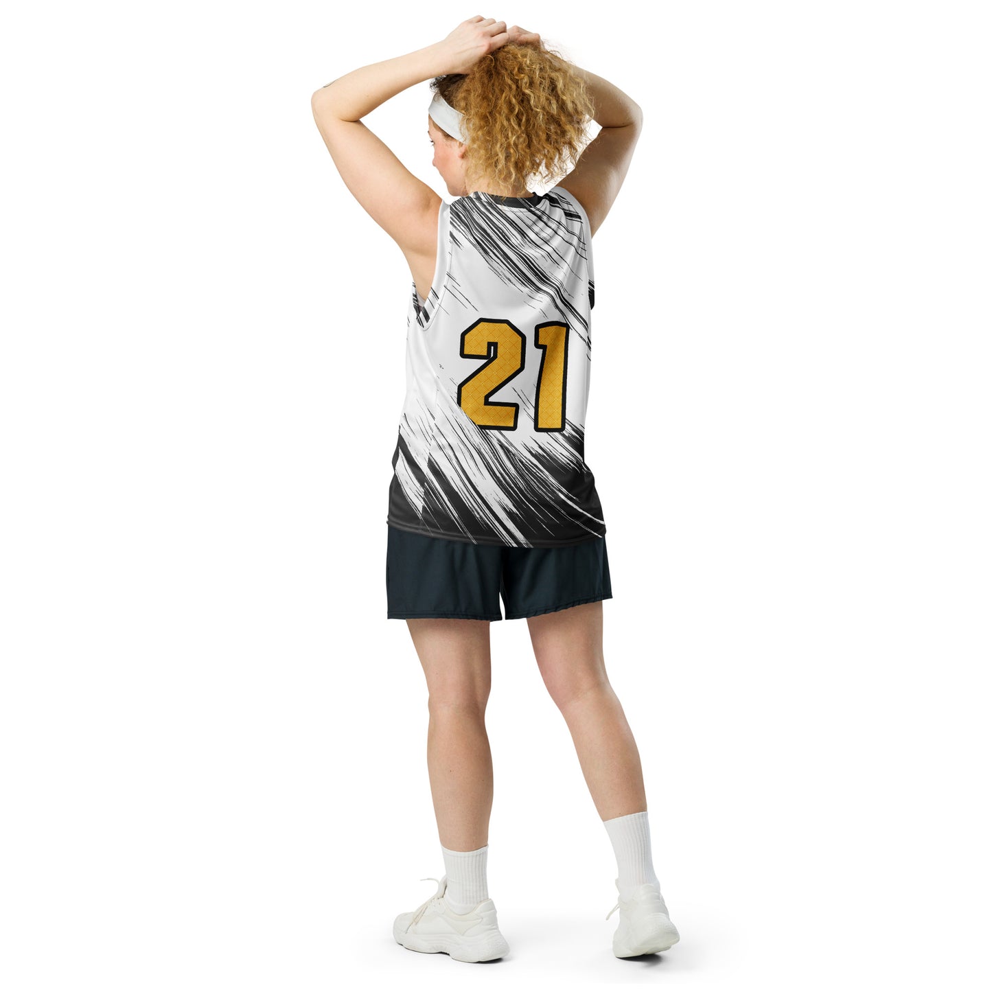 Bengal Brilliance - Recycled unisex basketball jersey - Abstract Black and White