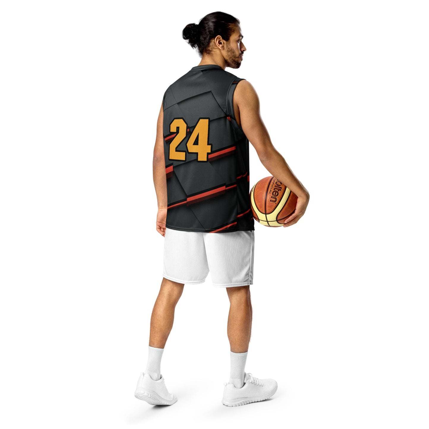 Elemental Harmony: Fiery Phoenix and Calm Lotus - Unisex Basketball Jersey - Ember Glow Colorway