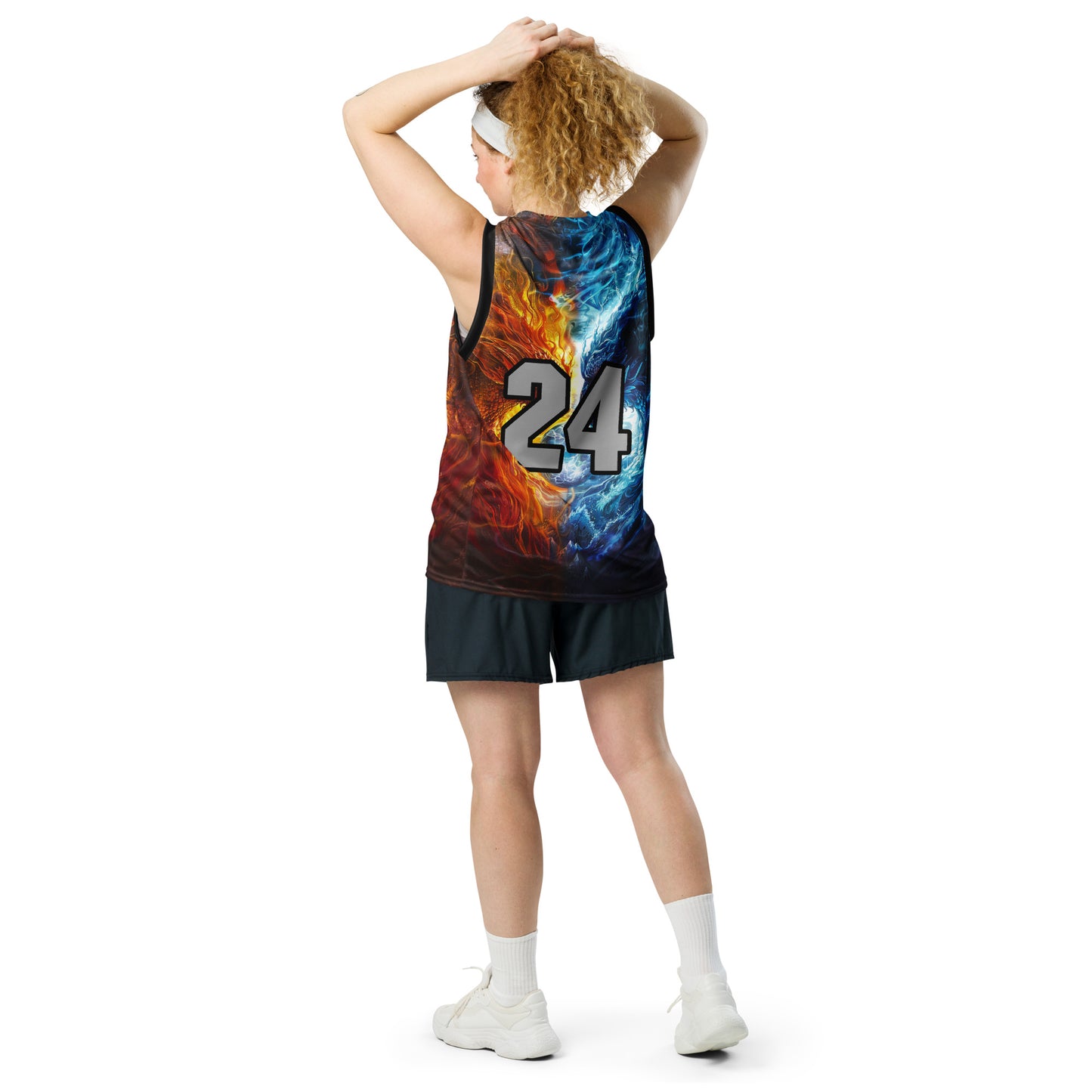 Equinox Harmony: Fire and Ice Guardians - Recycled unisex basketball jersey