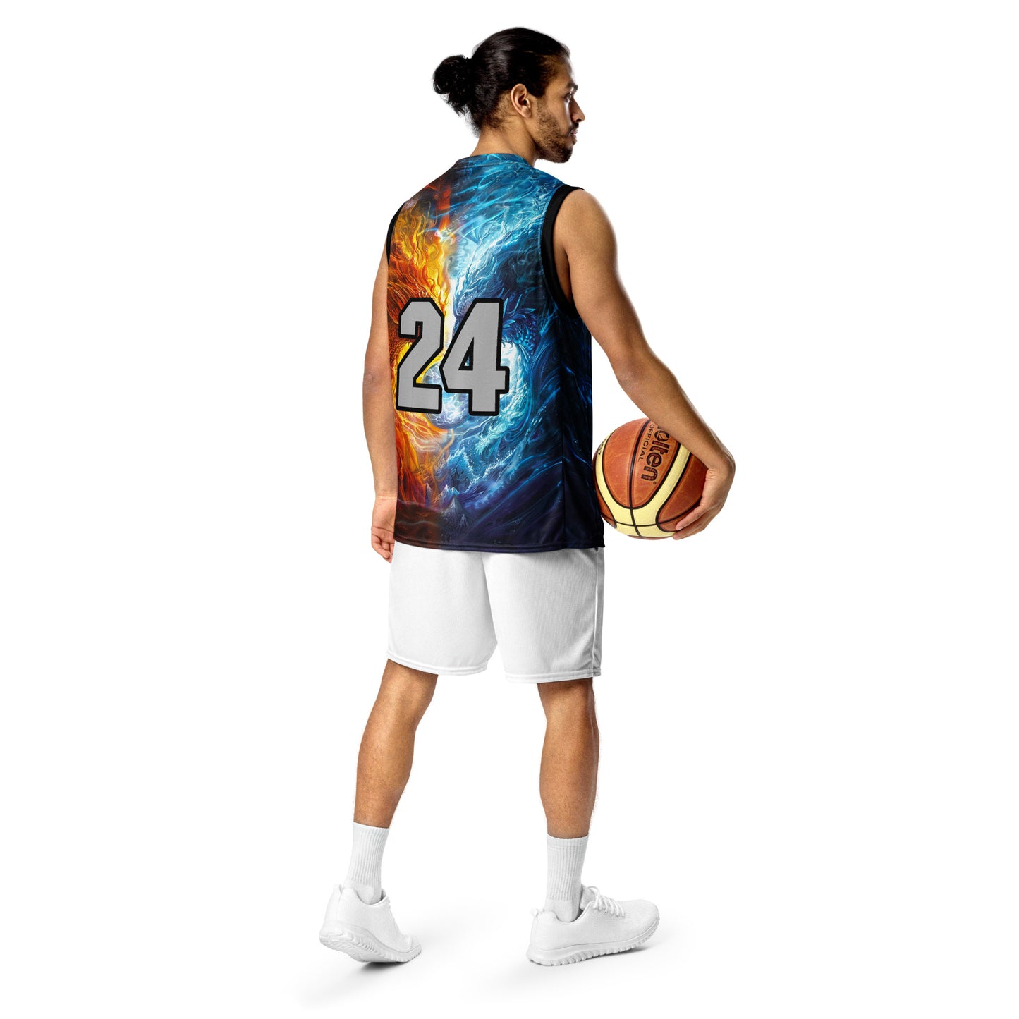 Equinox Harmony: Fire and Ice Guardians - Recycled unisex basketball jersey