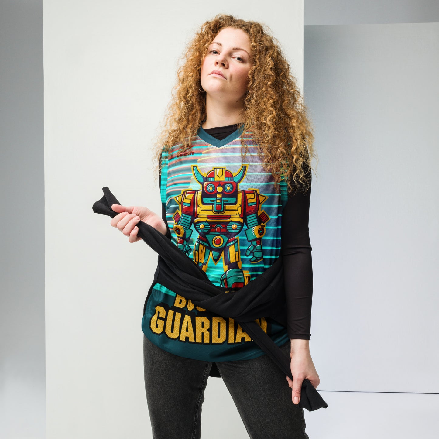 Mech Bushido Guardian - Recycled unisex basketball jersey - Neopolitan