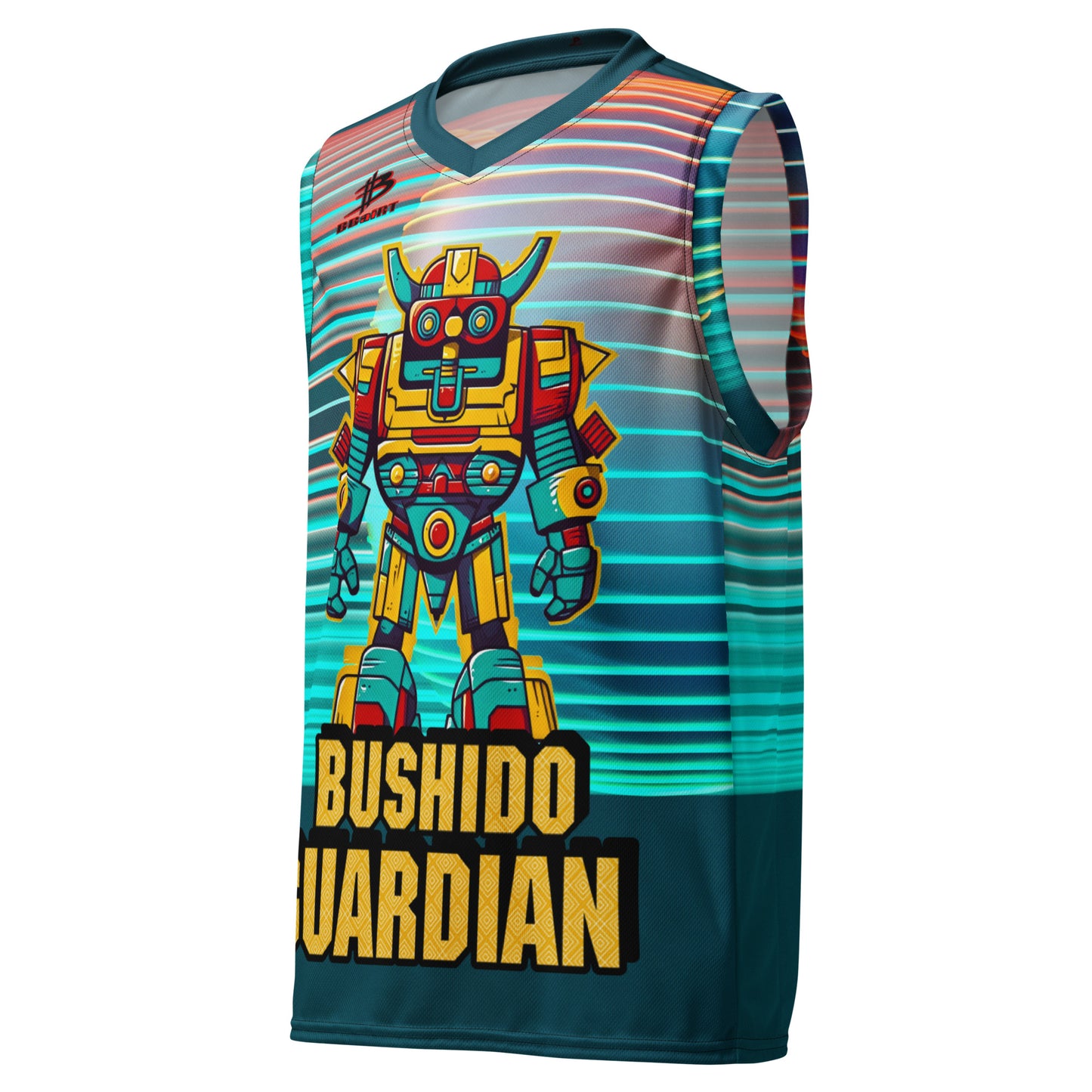 Mech Bushido Guardian - Recycled unisex basketball jersey - Neopolitan