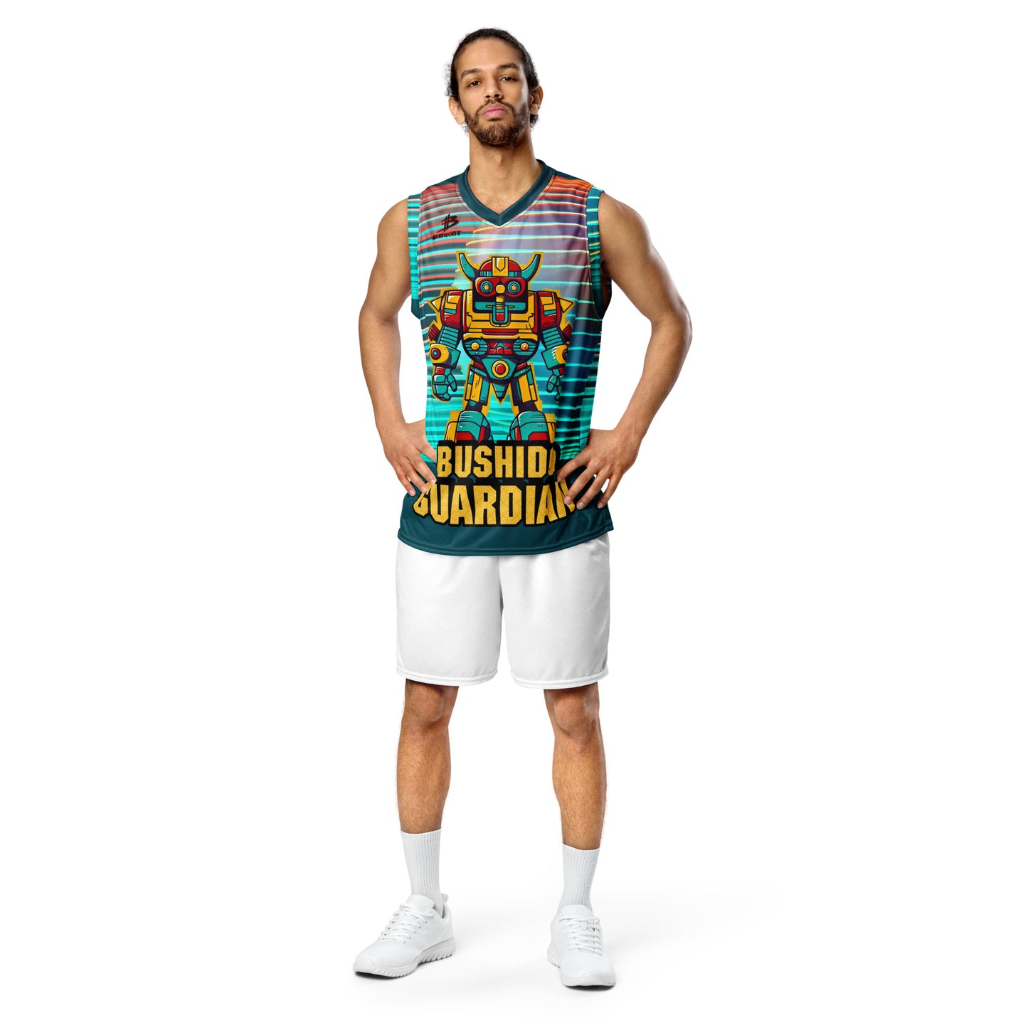 Mech Bushido Guardian - Recycled unisex basketball jersey - Neopolitan