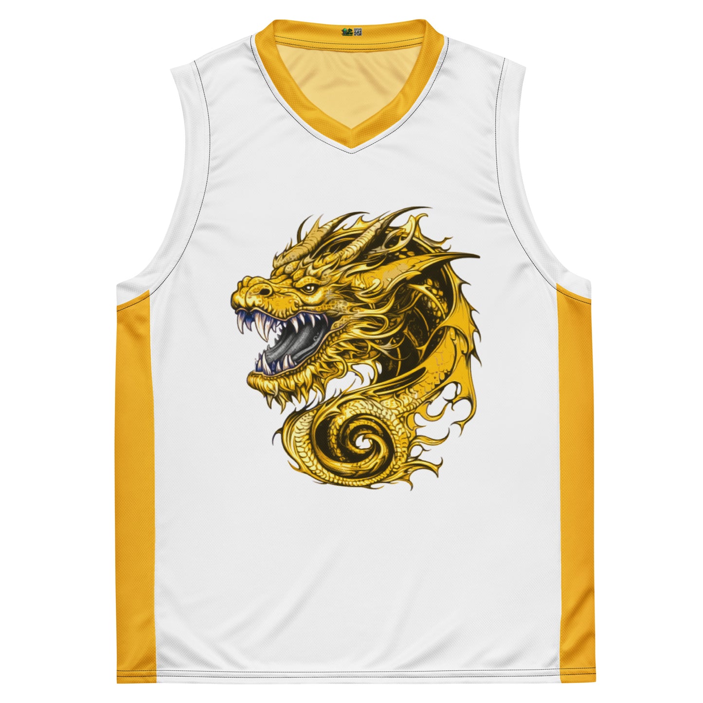 Zephyrion - Recycled unisex basketball jersey - white and gold