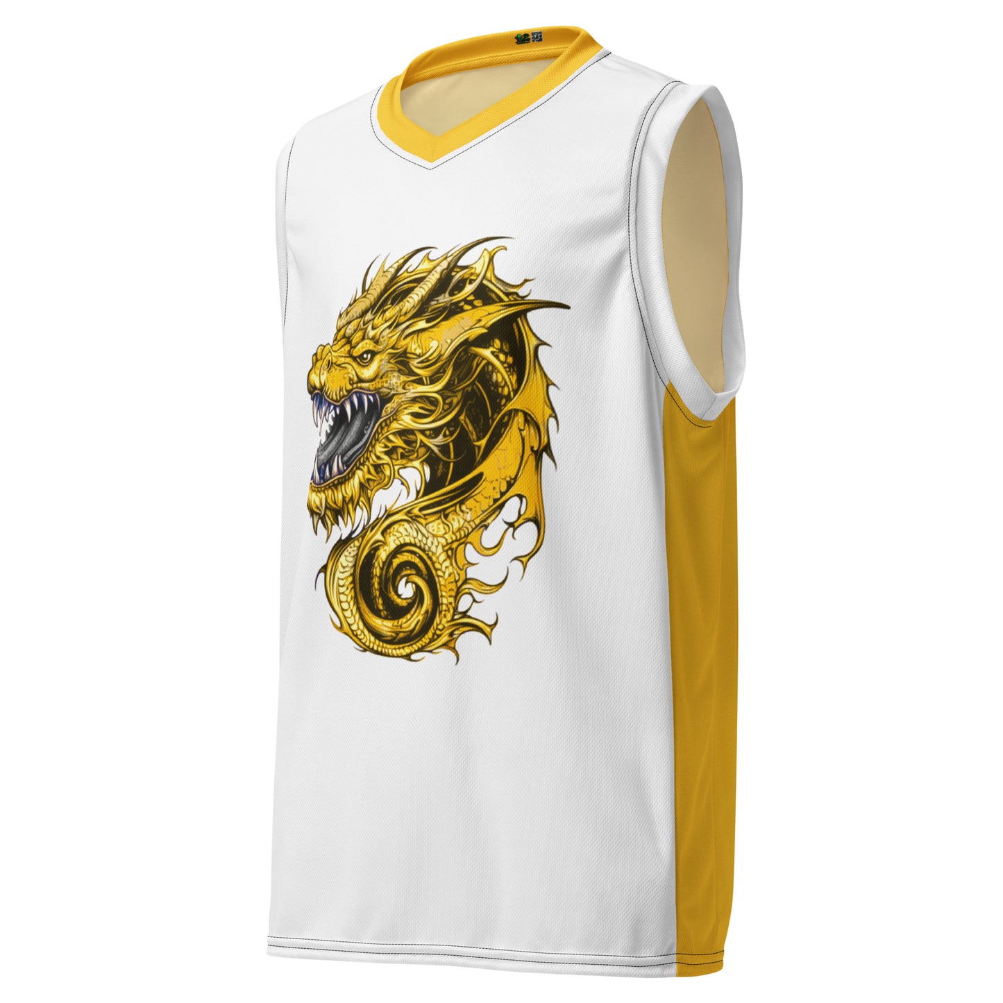 Zephyrion - Recycled unisex basketball jersey - white and gold