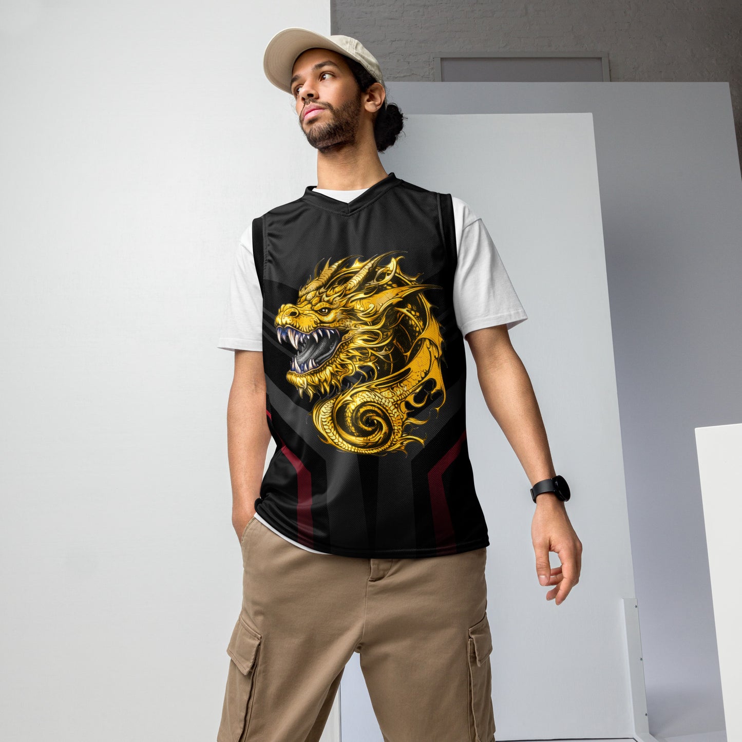 Zephyrion - Recycled unisex basketball jersey - Black