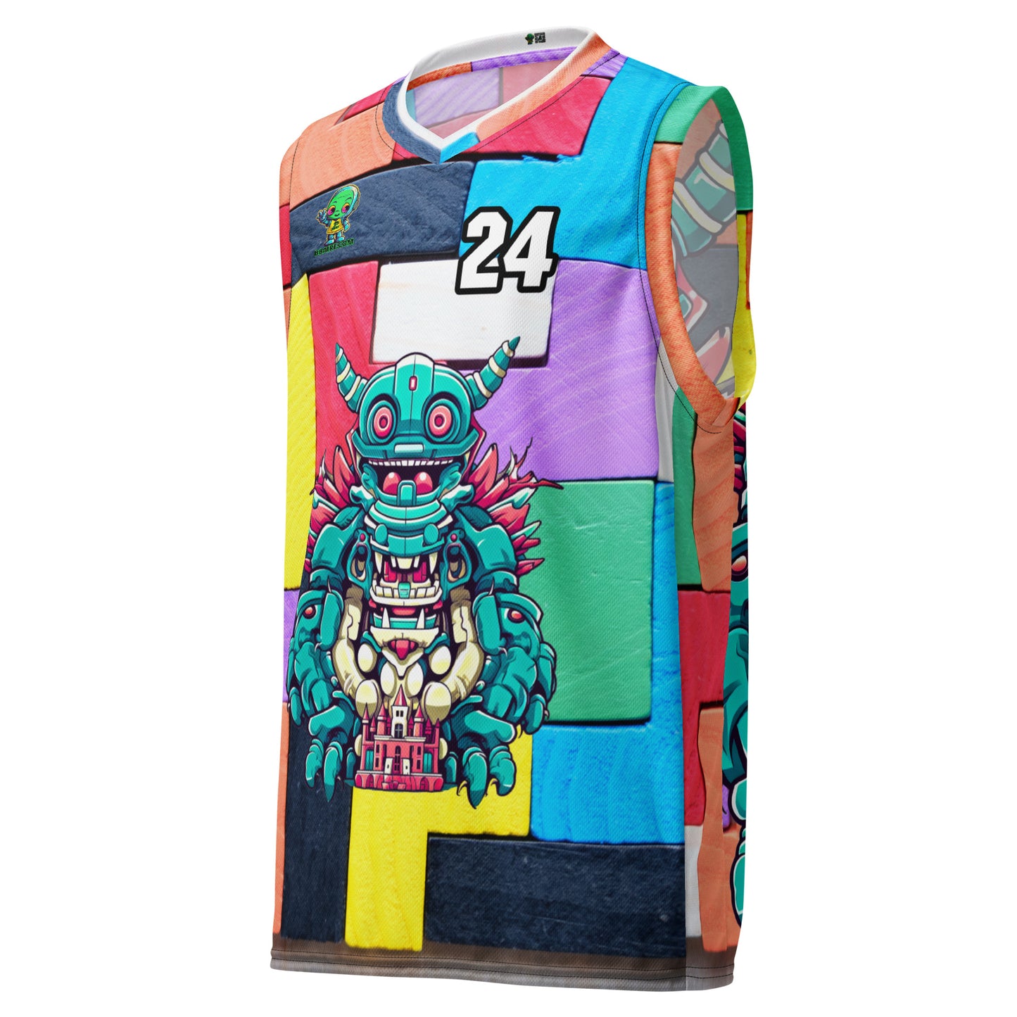 Toy Town Watchman - Recycled unisex basketball jersey - Block Fusion Colorway