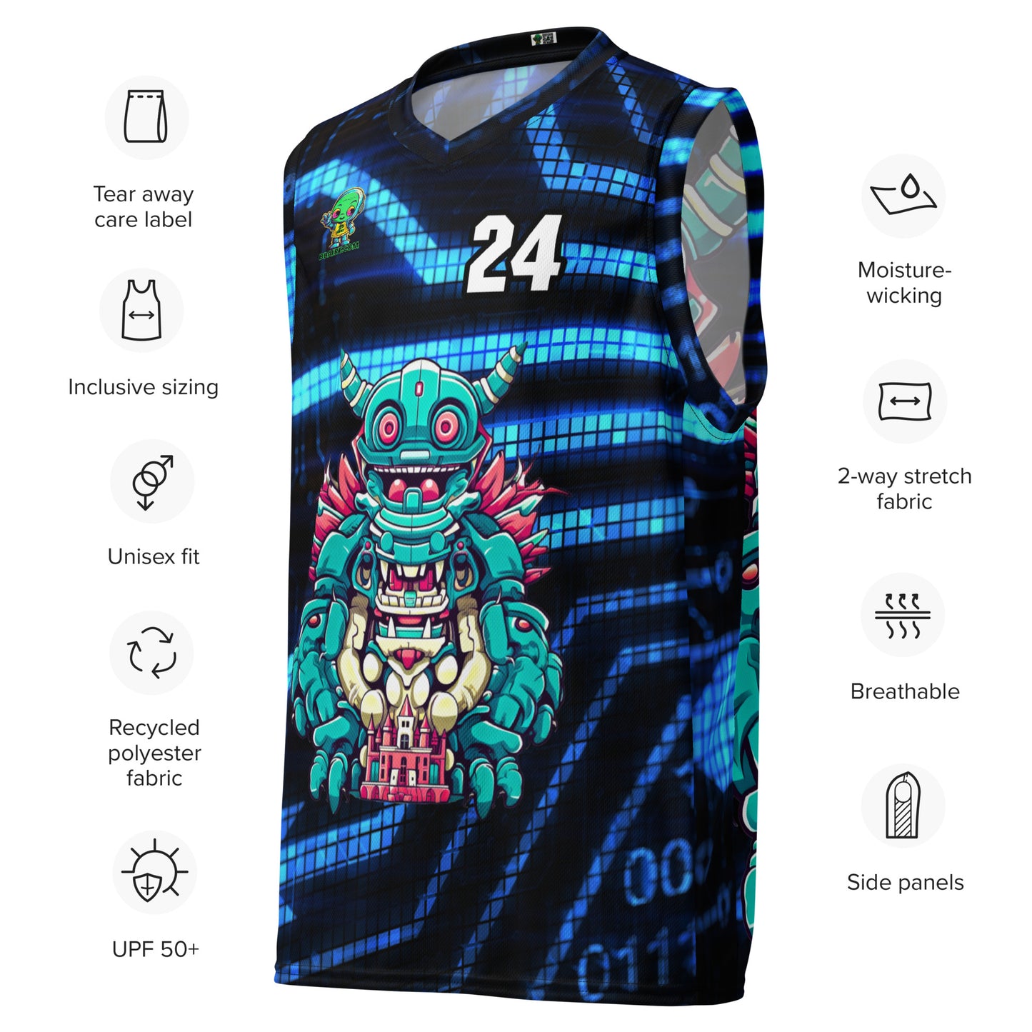 Toy Town Watchman - Recycled unisex basketball jersey - Digital Pulse Colorway