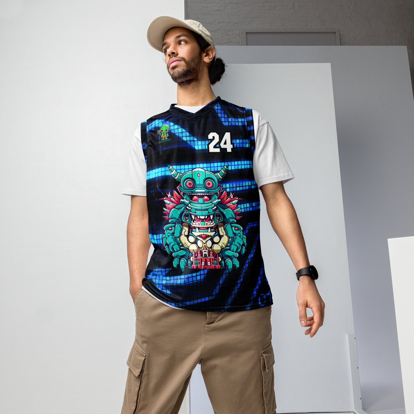 Toy Town Watchman - Recycled unisex basketball jersey - Digital Pulse Colorway