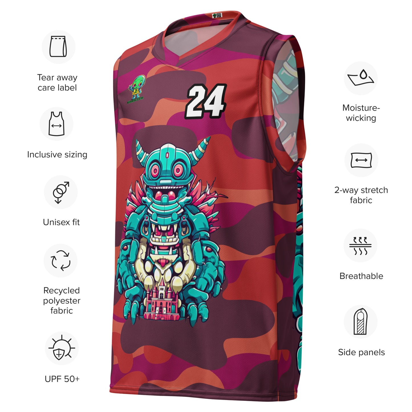 Toy Town Watchman - Recycled unisex basketball jersey - Inferno Camo Colorway