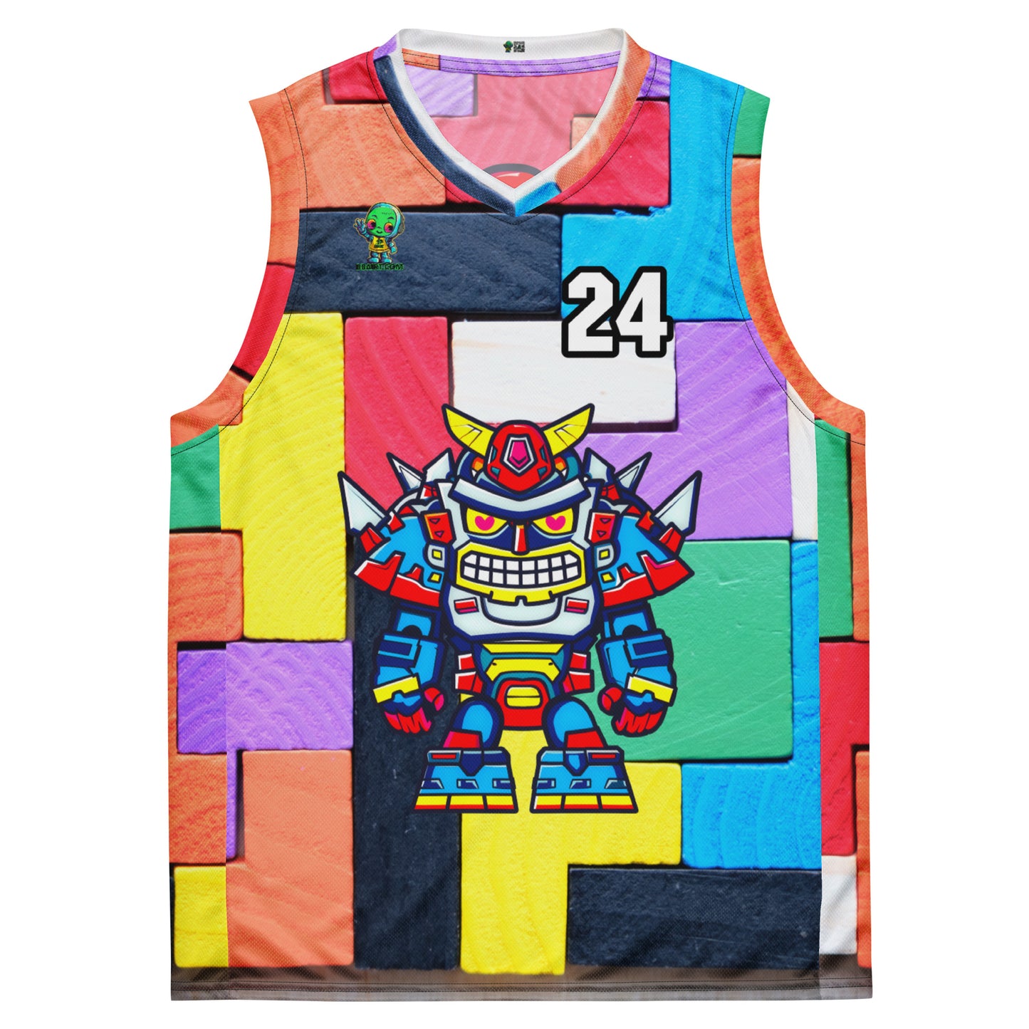 Robo Ranger - Recycled unisex basketball jersey - Block Fusion Colorway