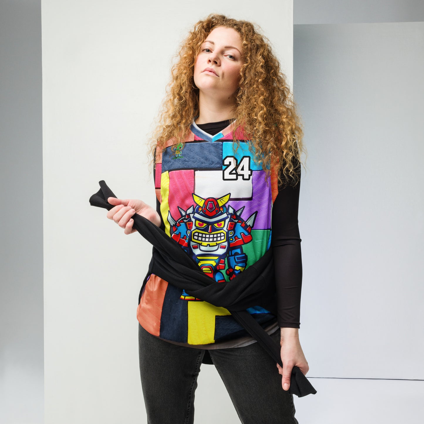 Robo Ranger - Recycled unisex basketball jersey - Block Fusion Colorway