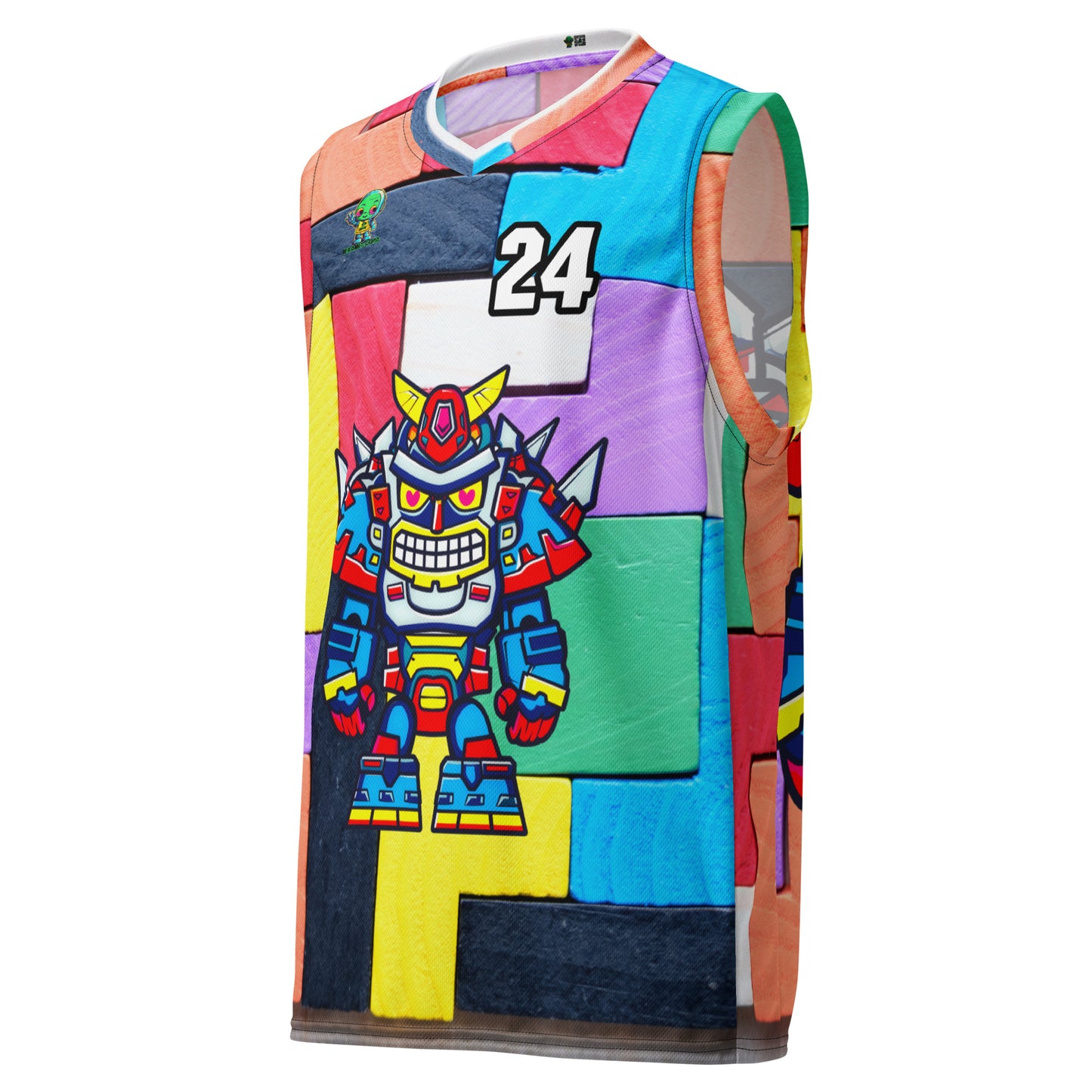 Robo Ranger - Recycled unisex basketball jersey - Block Fusion Colorway