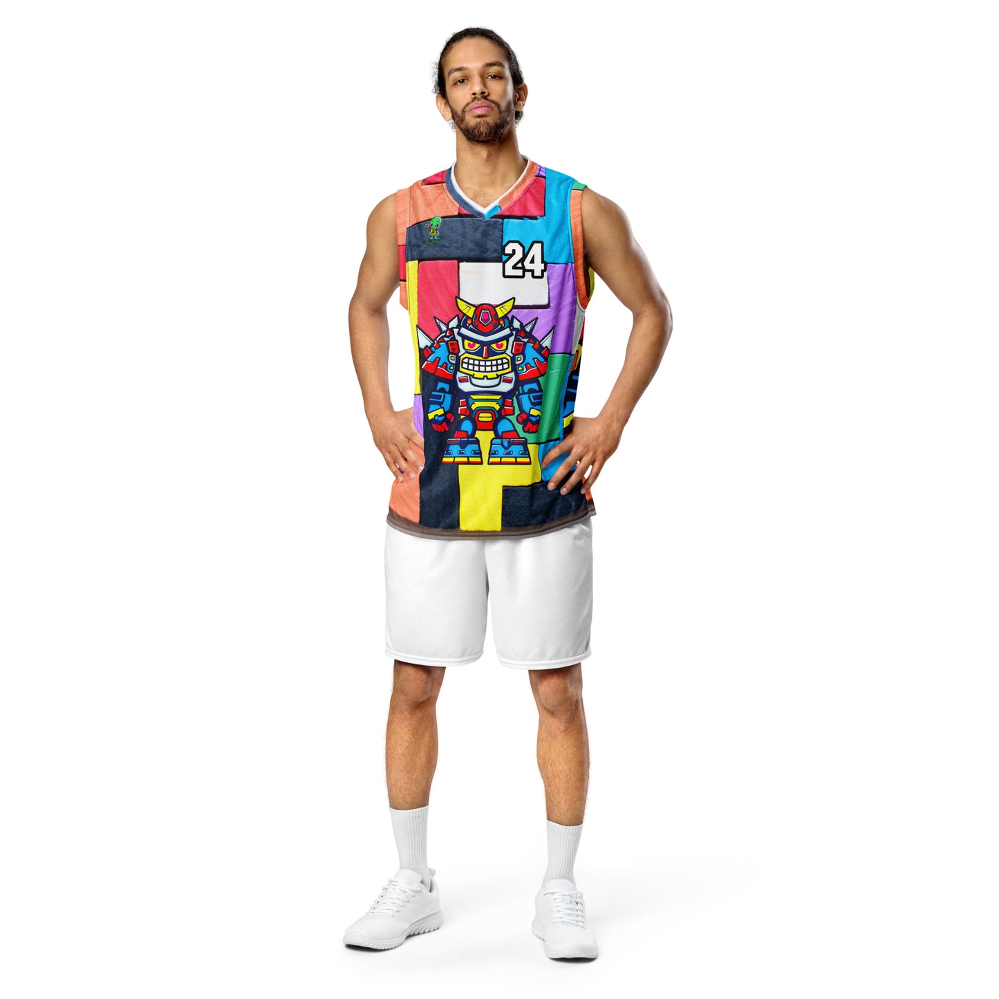 Robo Ranger - Recycled unisex basketball jersey - Block Fusion Colorway