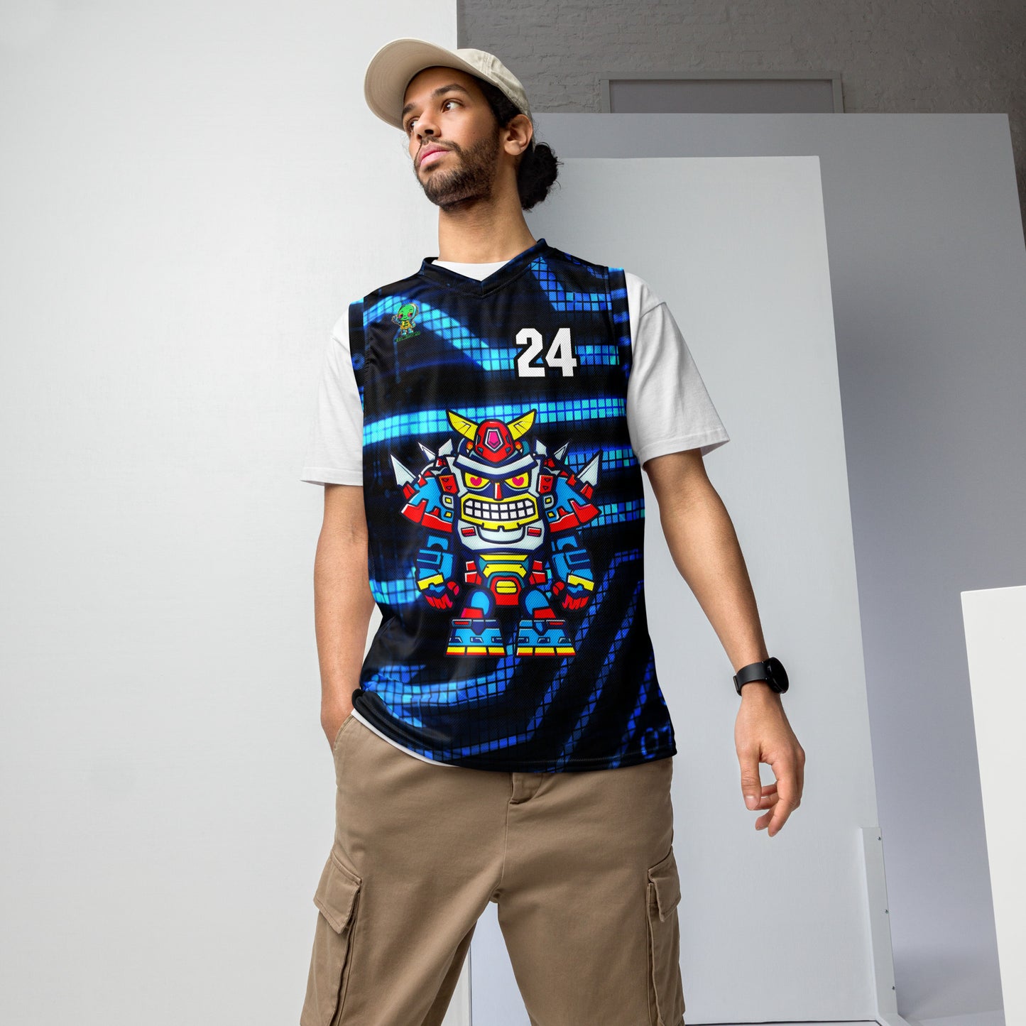 Robo Ranger - Recycled unisex basketball jersey - Digital Pulse