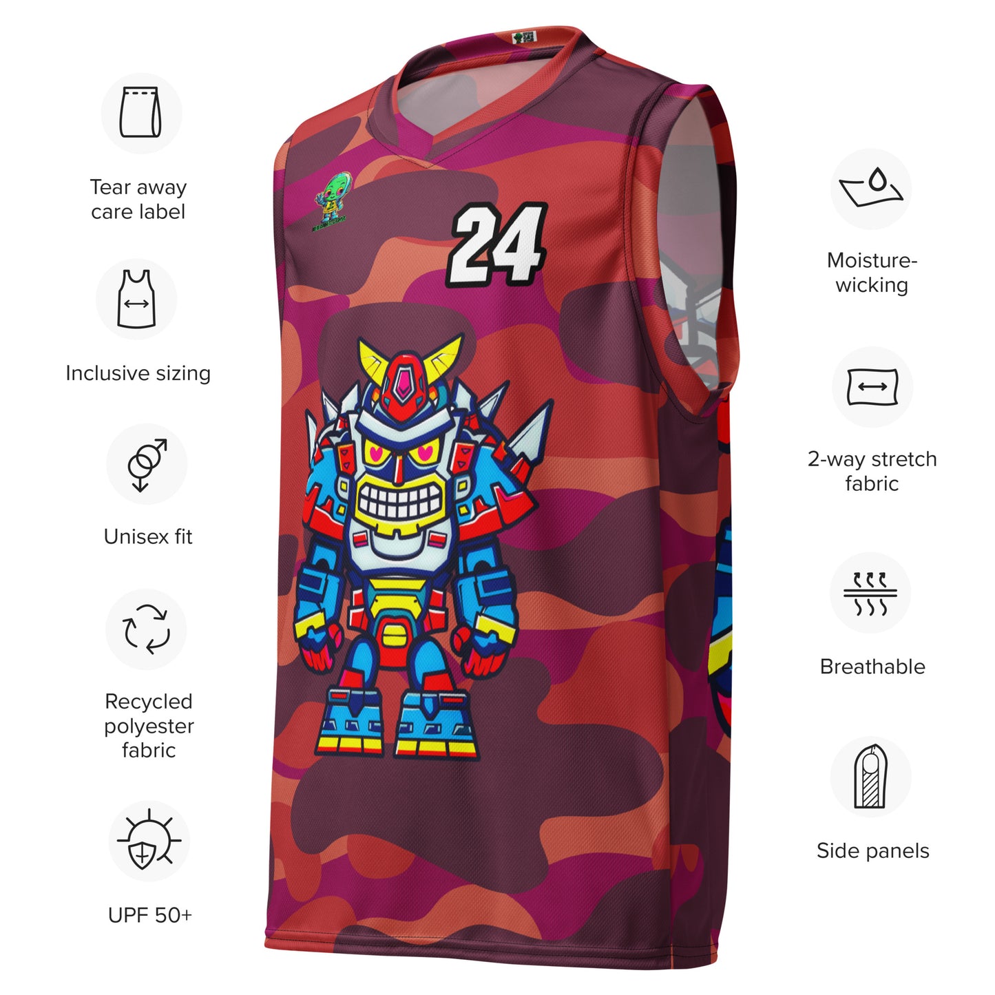 Robo Ranger - Recycled unisex basketball jersey - Inferno Camo