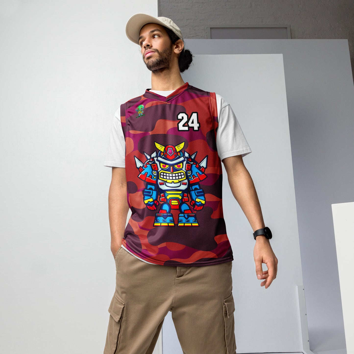 Robo Ranger - Recycled unisex basketball jersey - Inferno Camo