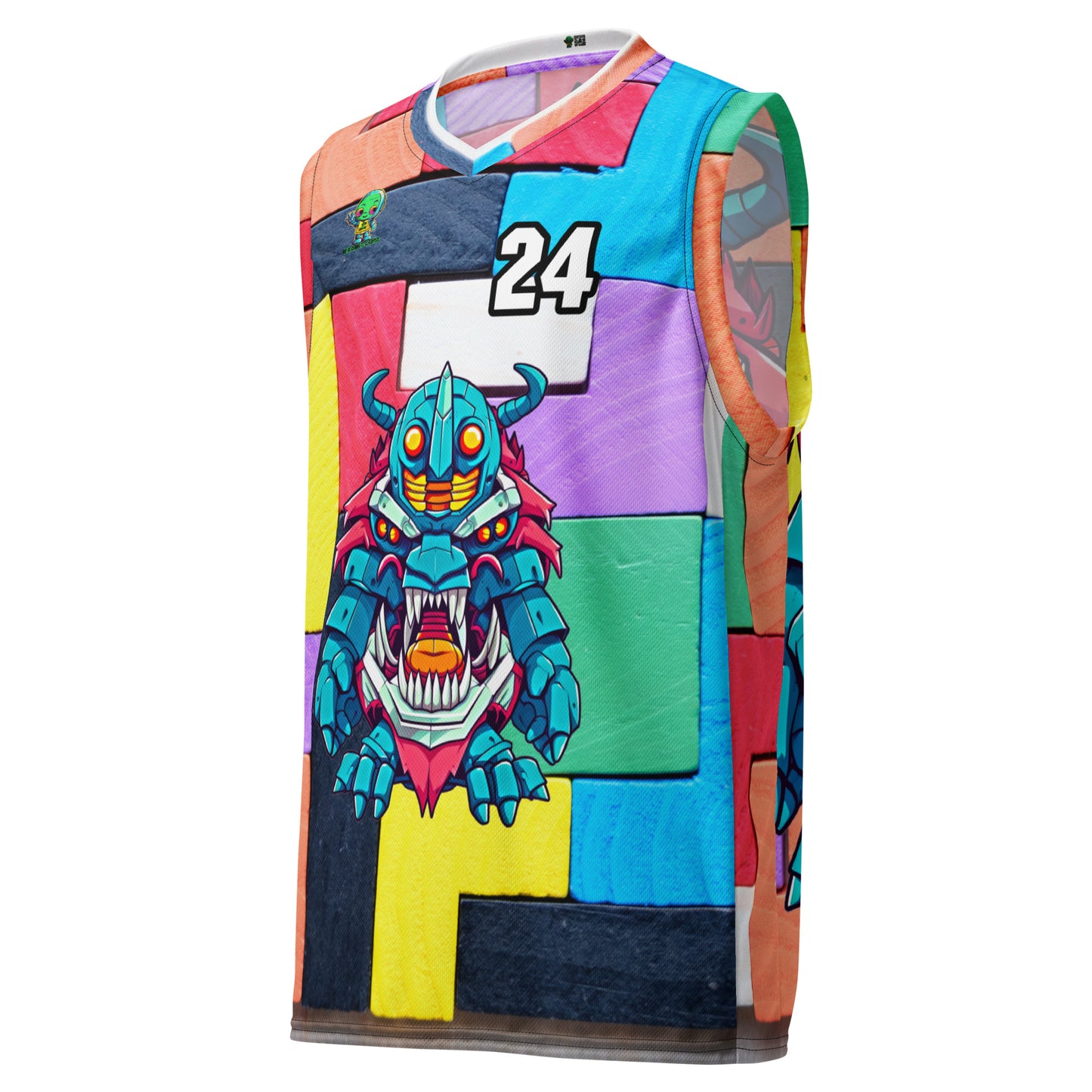 Rex the Reactor Watcher - Recycled unisex basketball jersey - Block Fusion Colorway