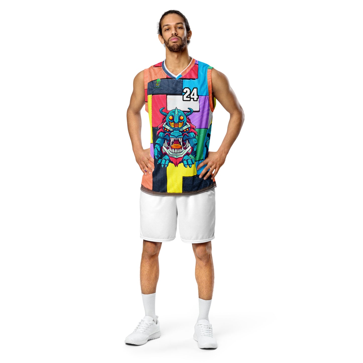 Rex the Reactor Watcher - Recycled unisex basketball jersey - Block Fusion Colorway