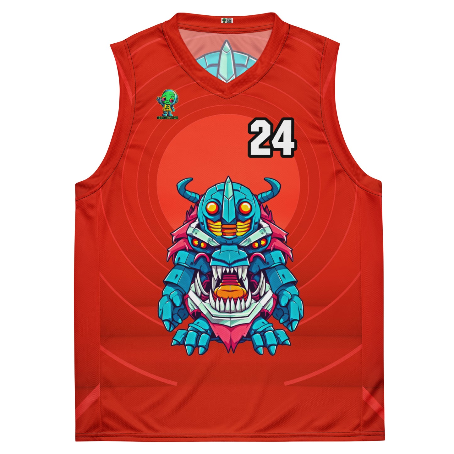 Rex the Reactor Watcher - Recycled unisex basketball jersey - Crimson Vortex Colorway