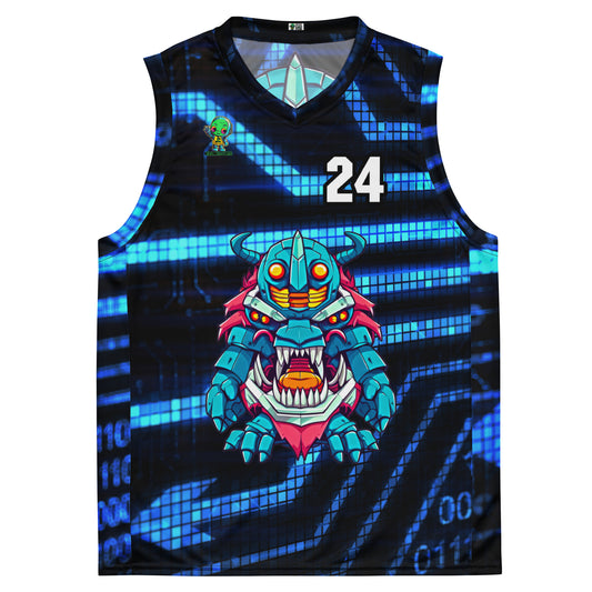 Rex the Reactor Watcher - Recycled unisex basketball jersey - Digital Pulse