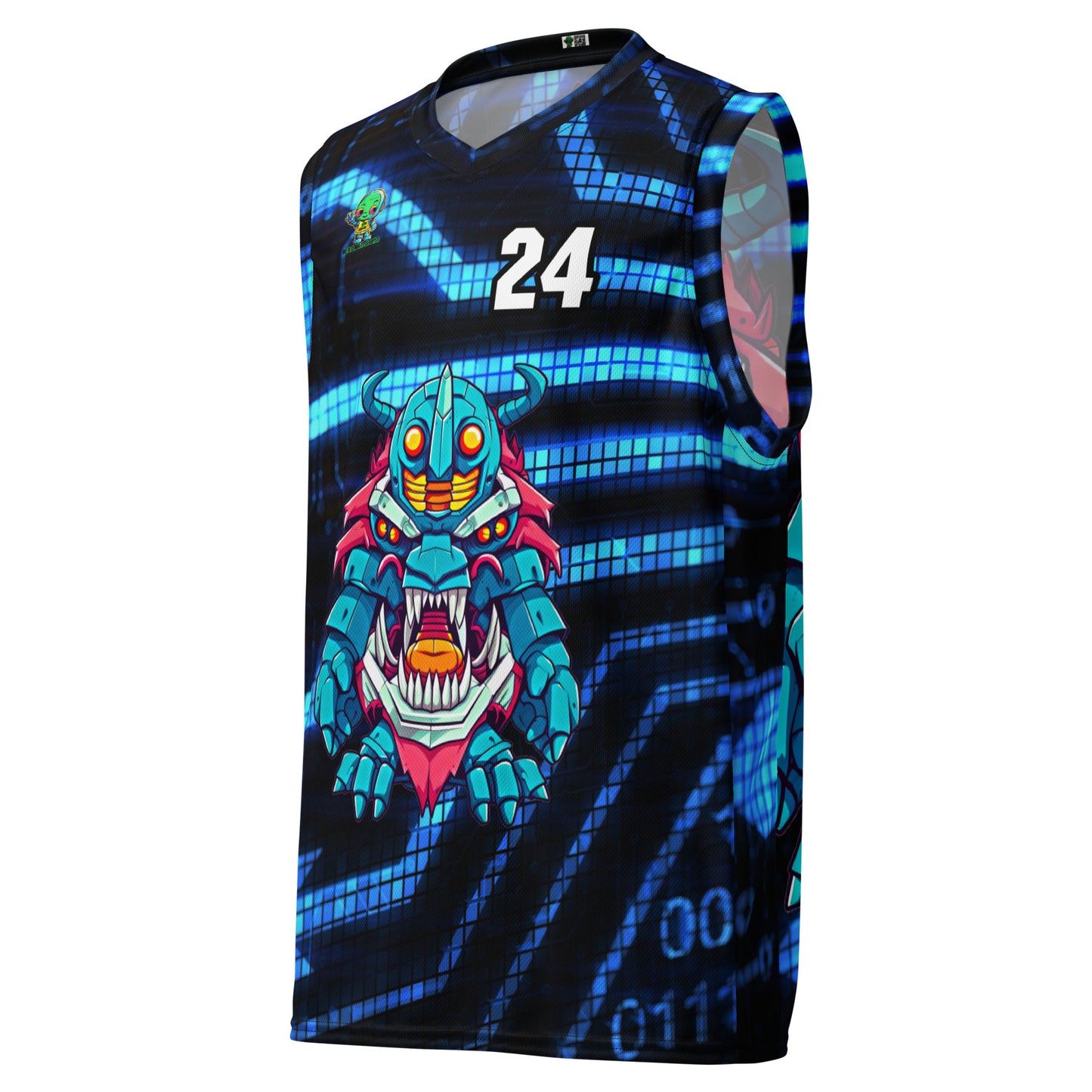 Rex the Reactor Watcher - Recycled unisex basketball jersey - Digital Pulse