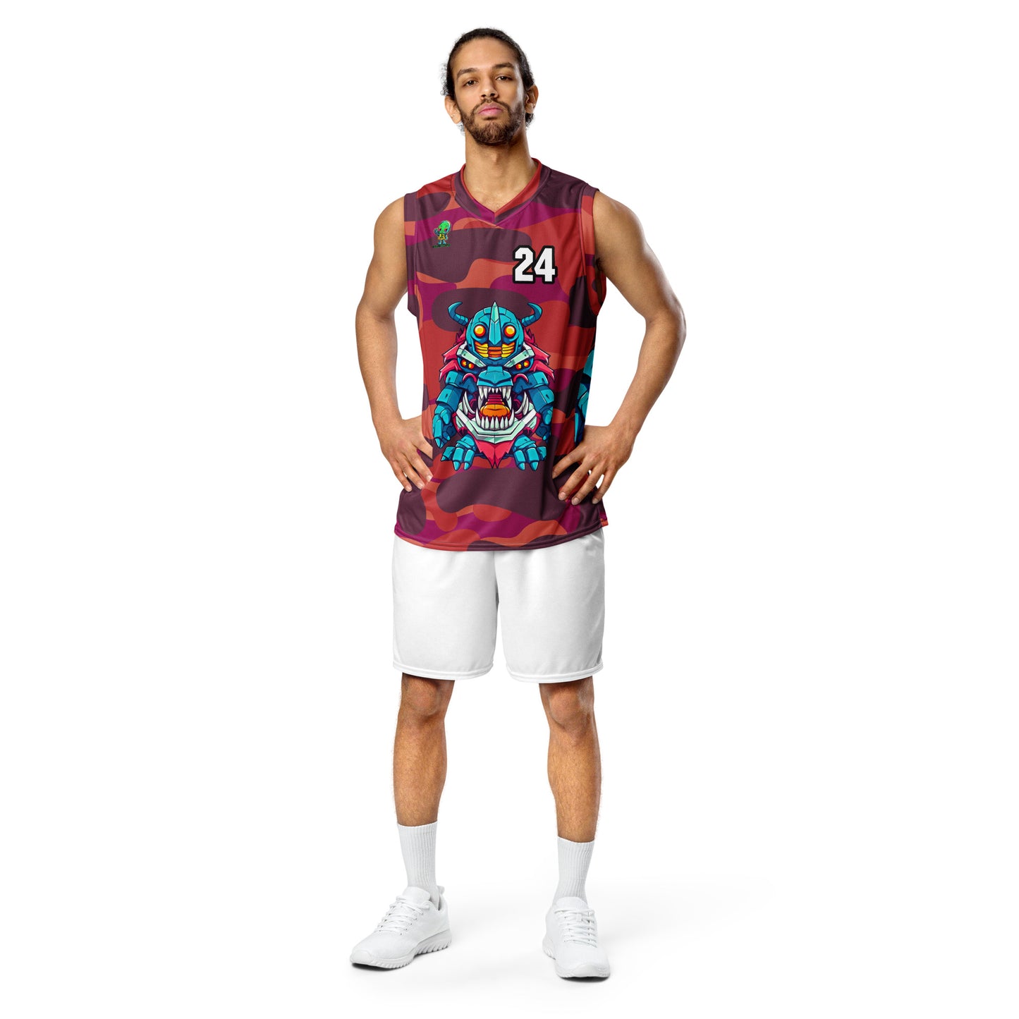 Rex the Reactor Watcher - Recycled unisex basketball jersey - Inferno Camo Colorway