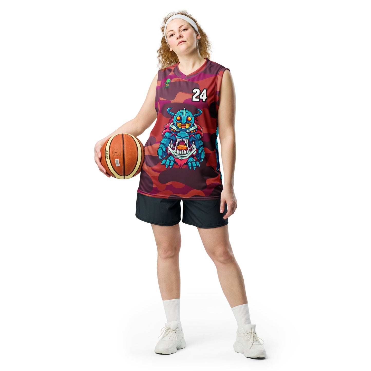 Rex the Reactor Watcher - Recycled unisex basketball jersey - Inferno Camo Colorway