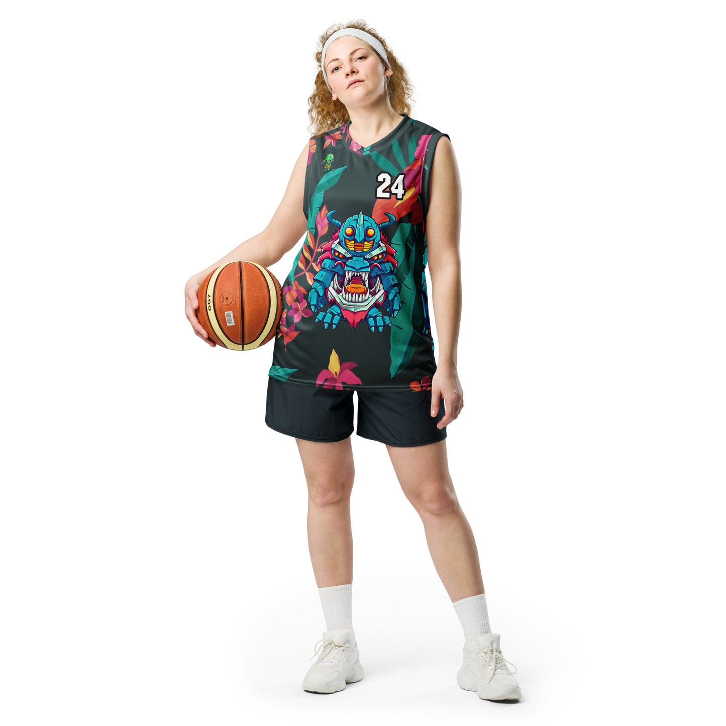 Rex the Reactor Watcher - Recycled unisex basketball jersey - Midnight Jungle